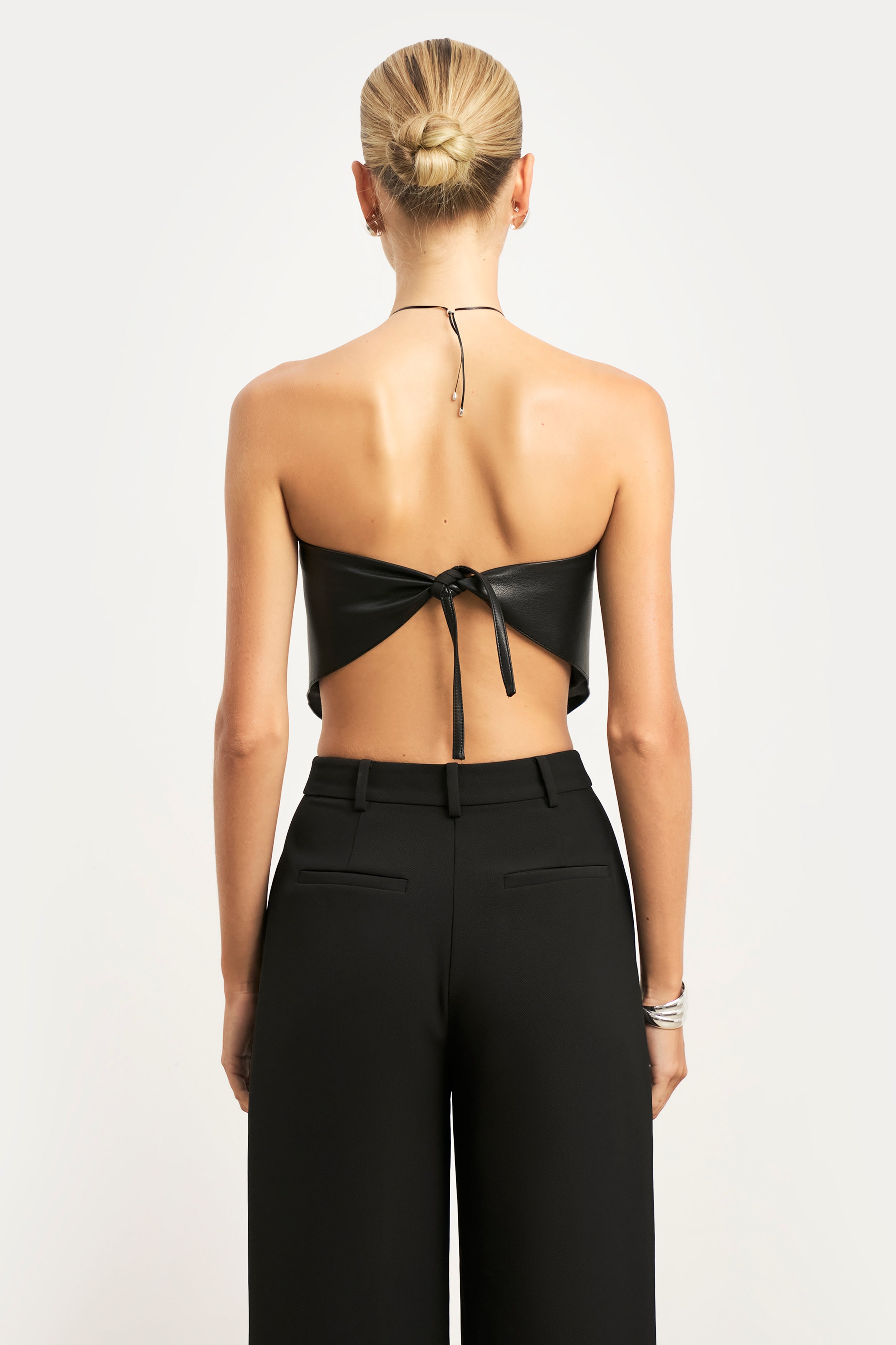 Leather Triangle Scarf - Black