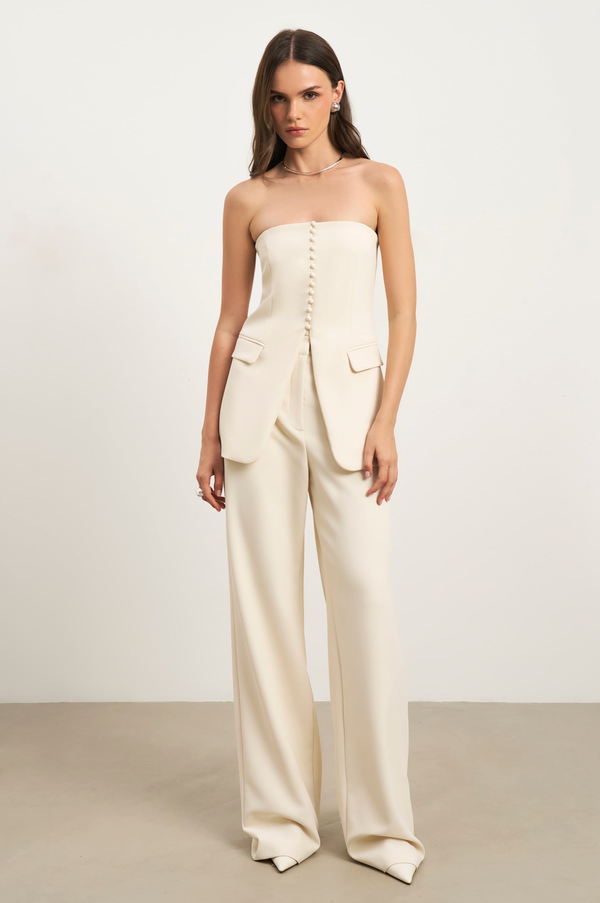 Effortless Wide Leg Trousers - Cream