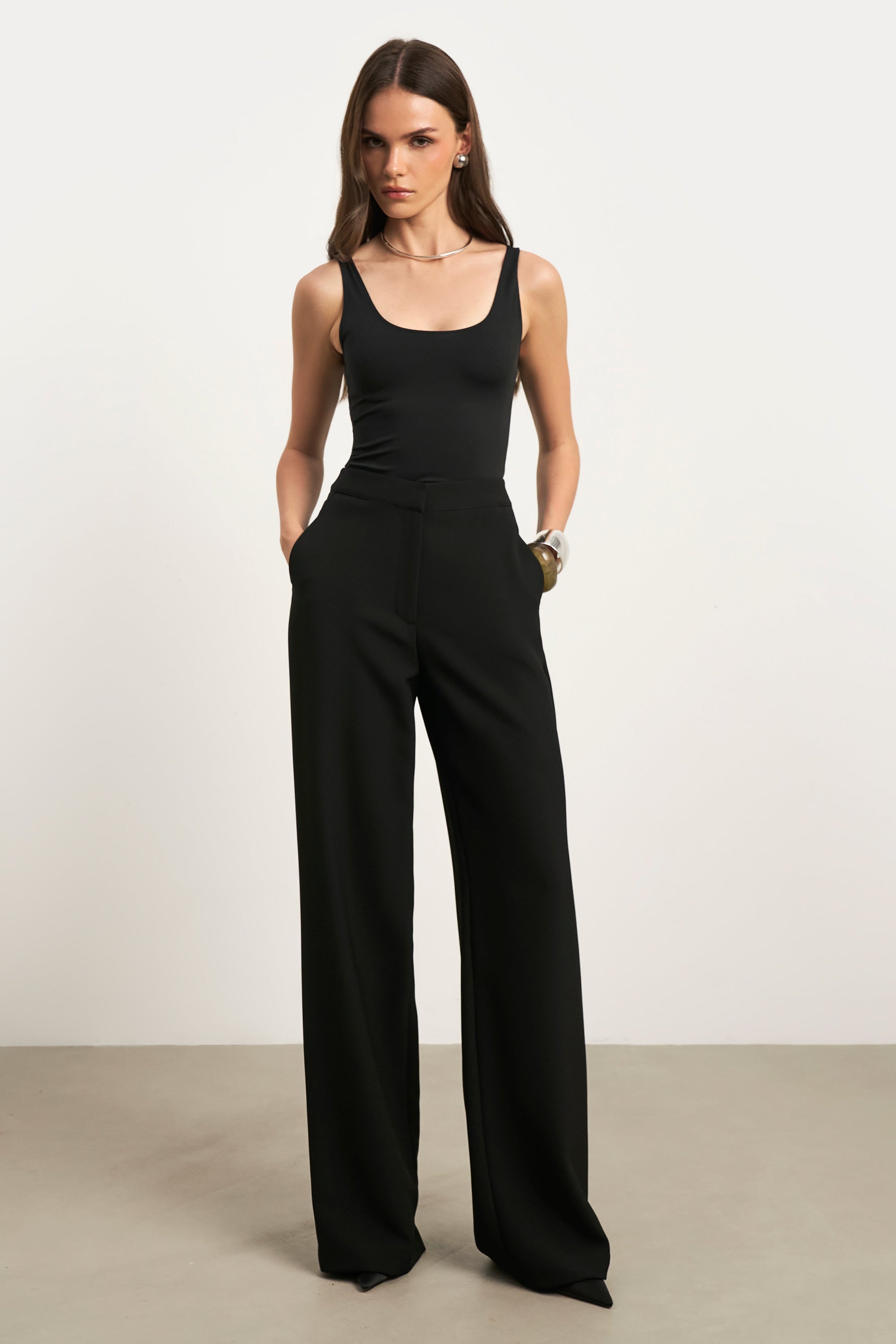 Effortless Wide Leg Trousers - Black