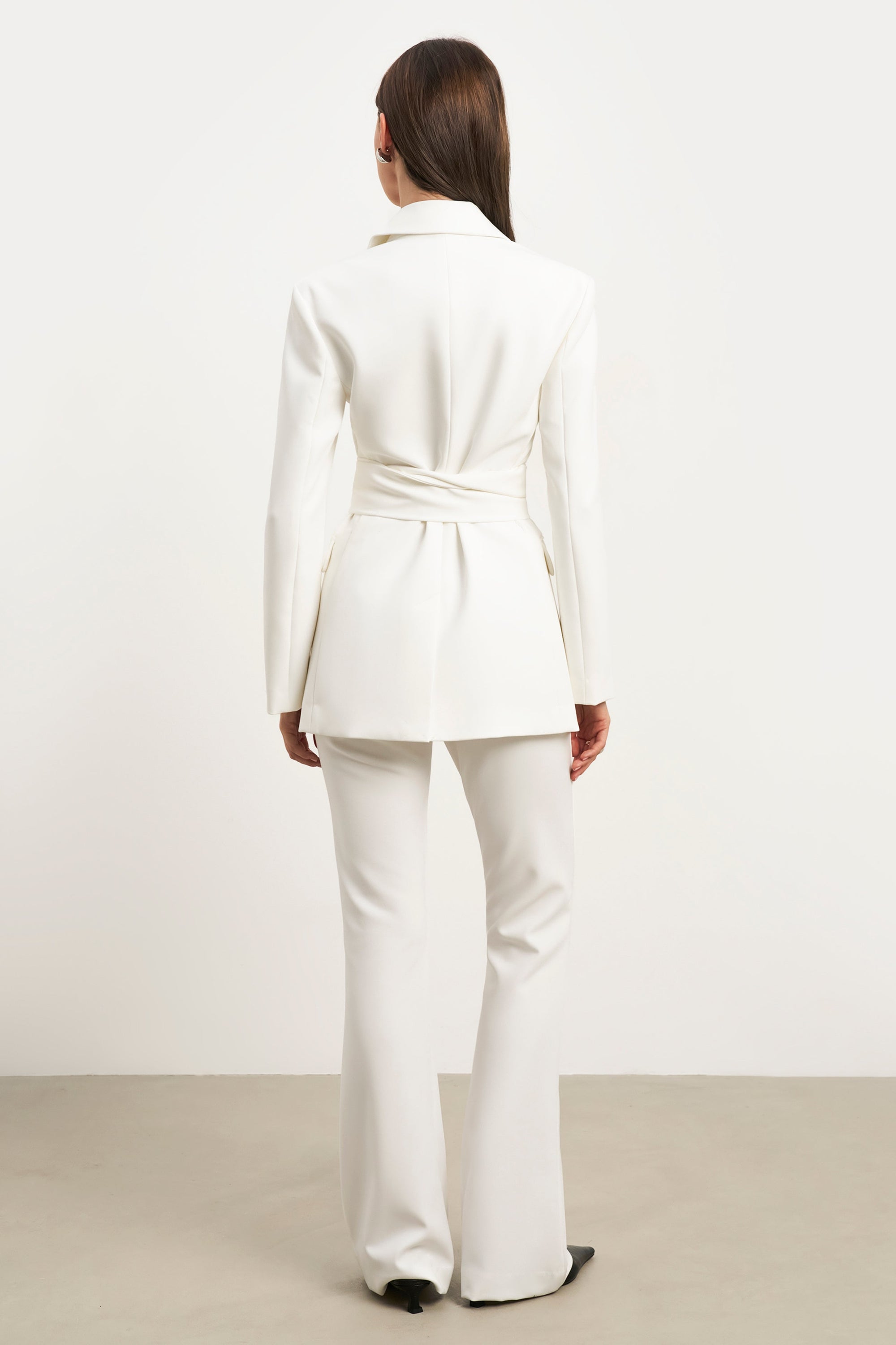 Wide Leg Suit Trousers - White