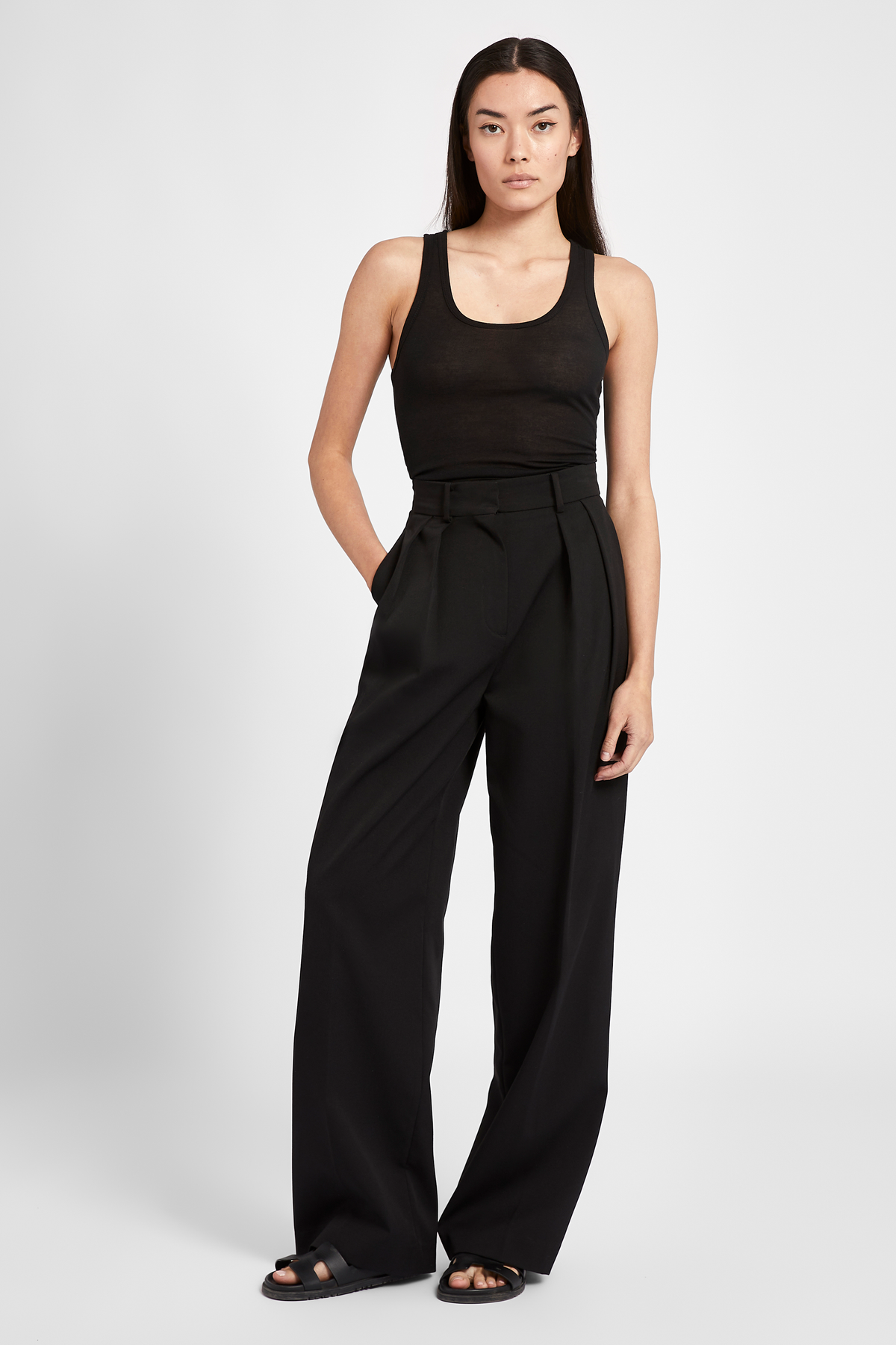 Longline Dad Trousers - Black