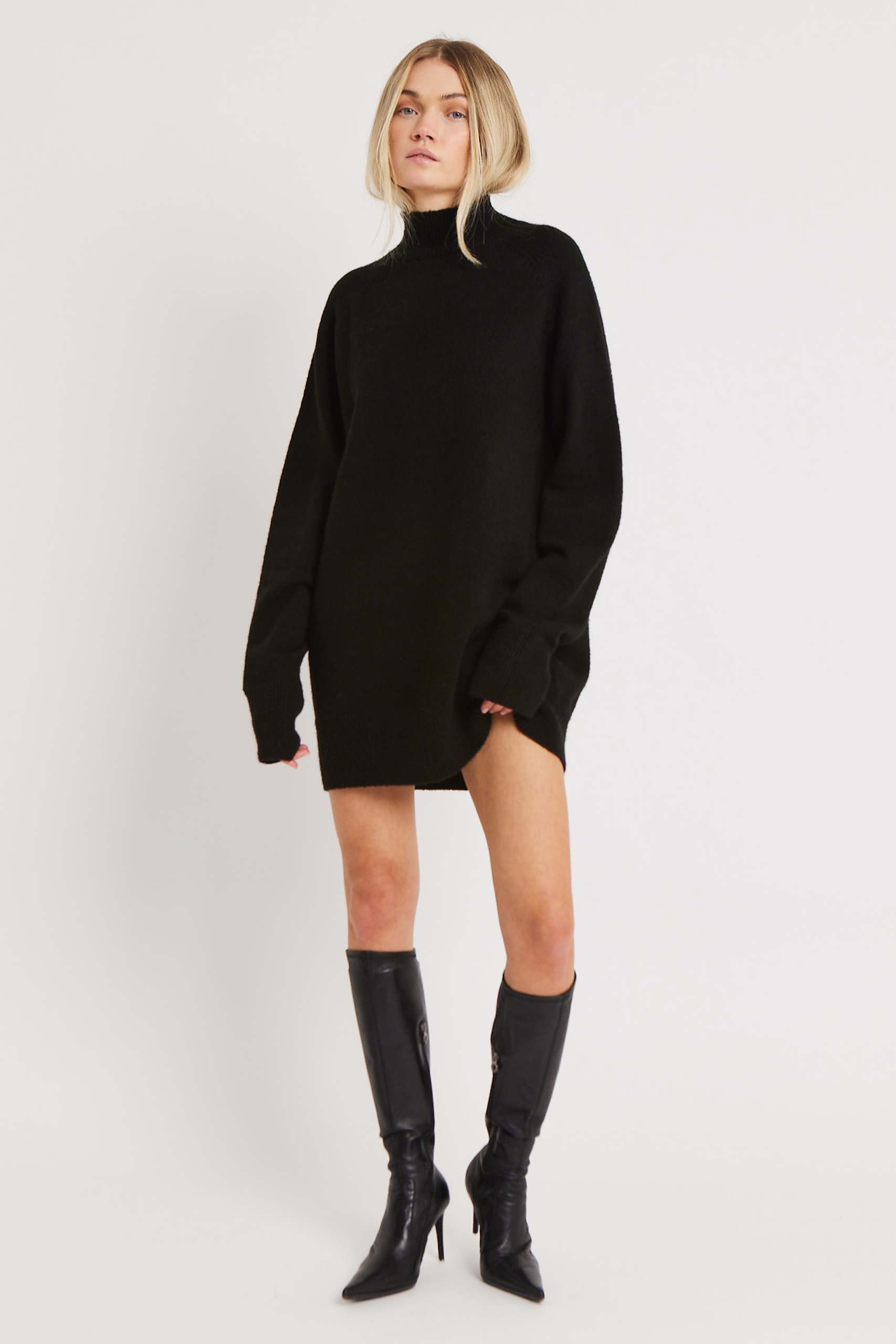 Black polo neck jumper dress on sale