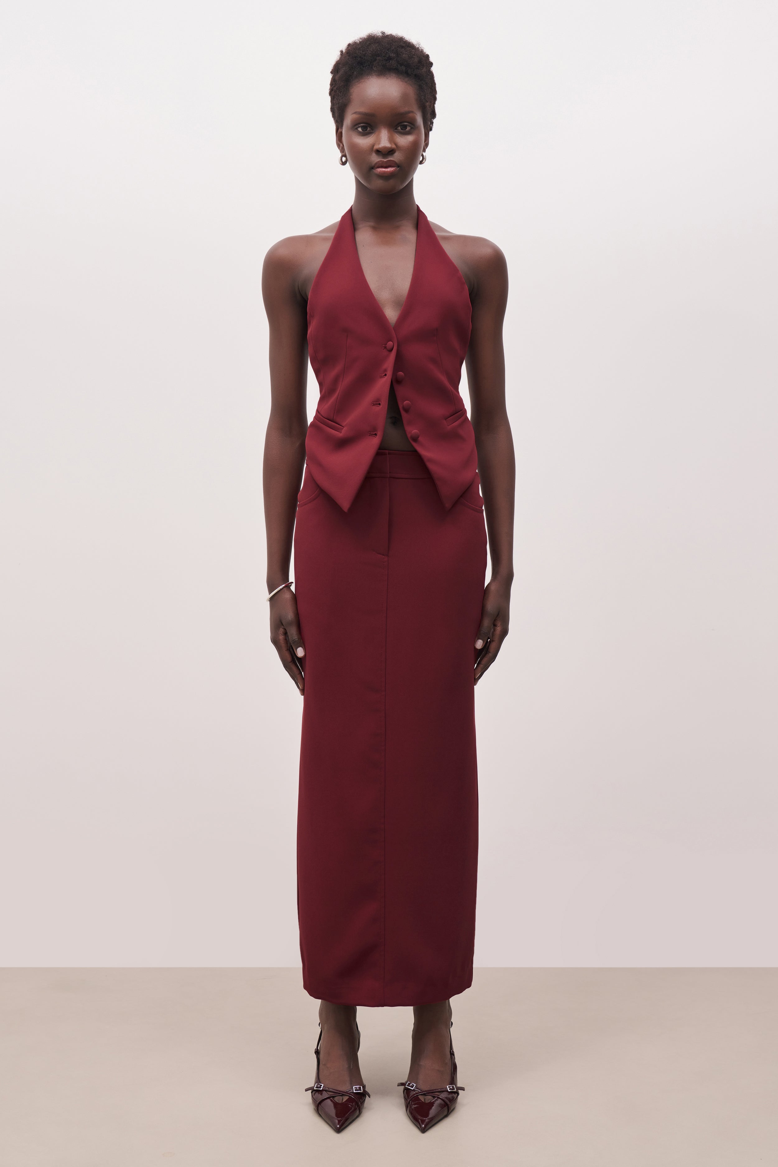 Midnight Breeze Skirt In Burgundy