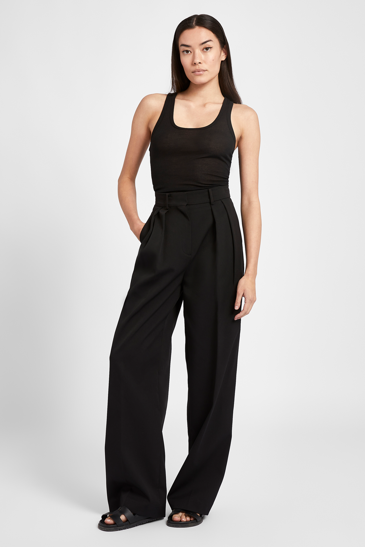 Longline Dad Trousers - Black