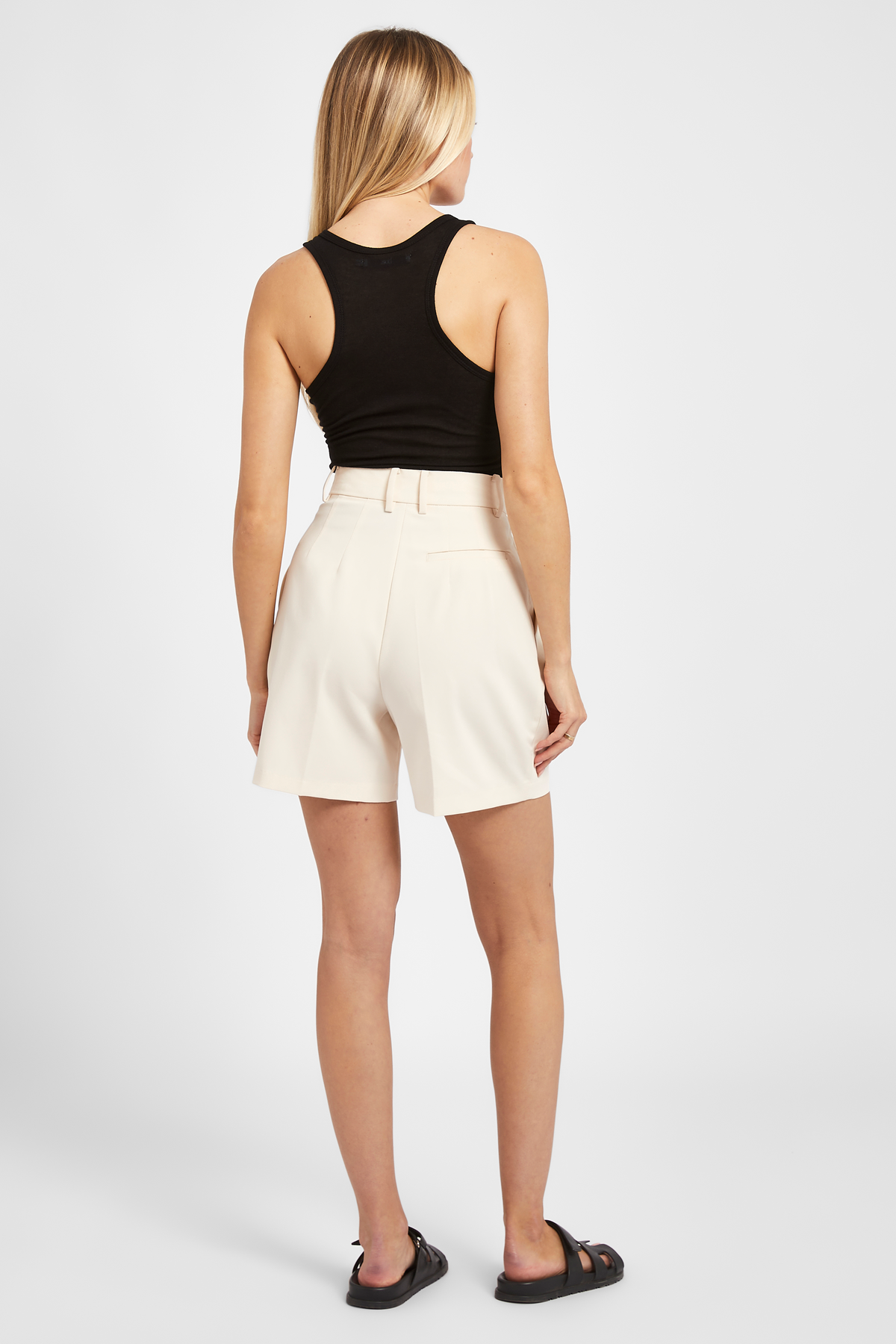 High Waisted Dad Shorts - Ecru