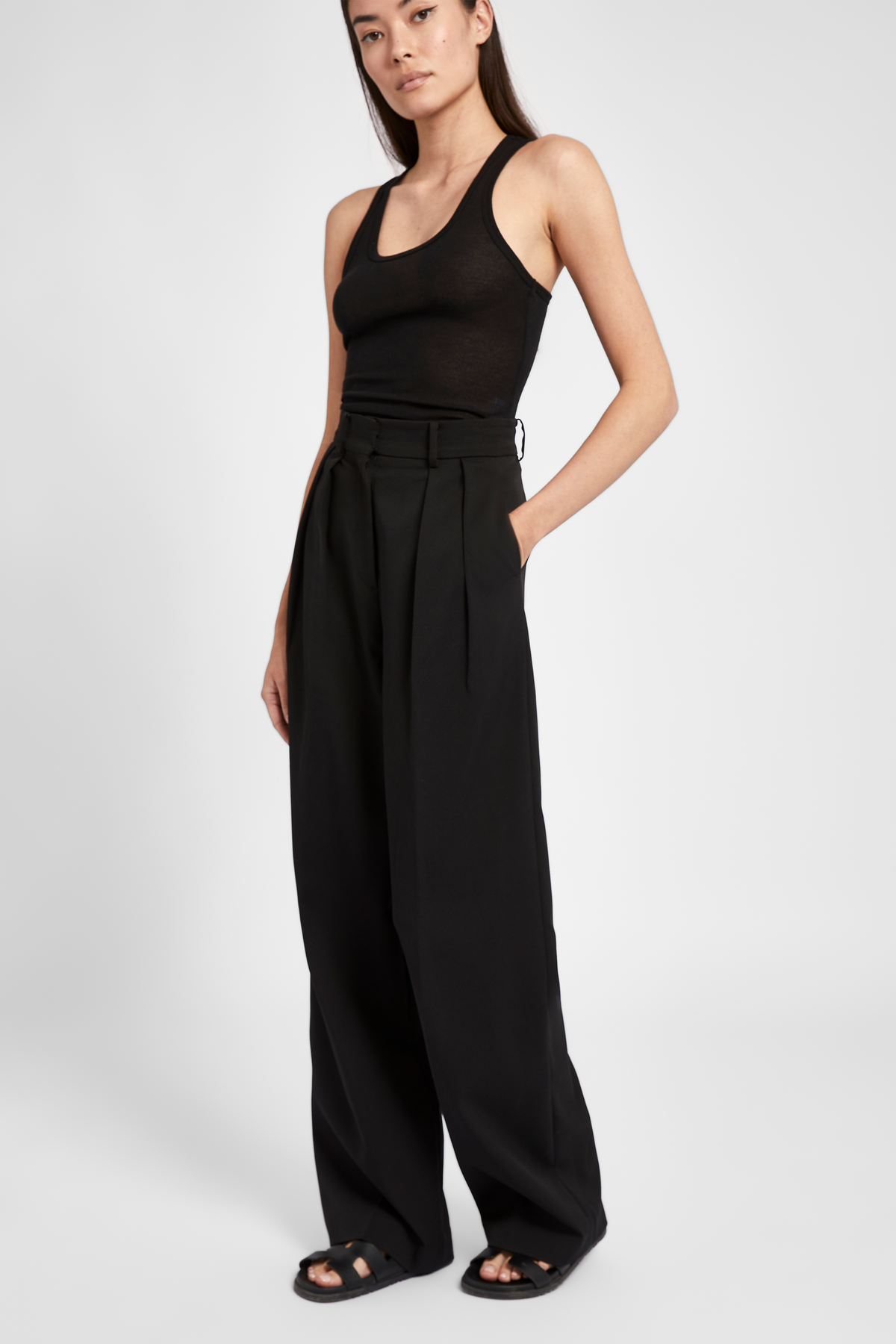 Longline Dad Trousers - Black