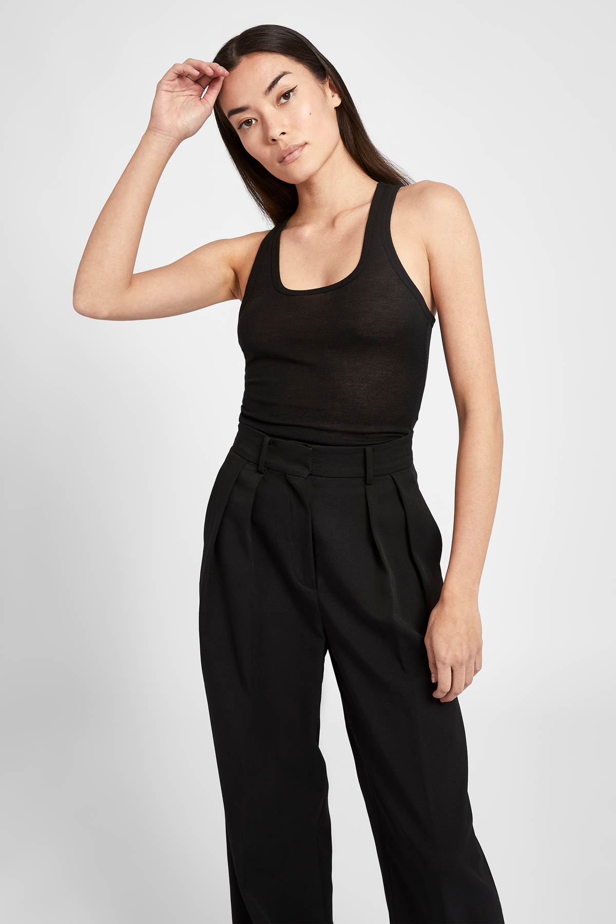 Longline Dad Trousers - Black