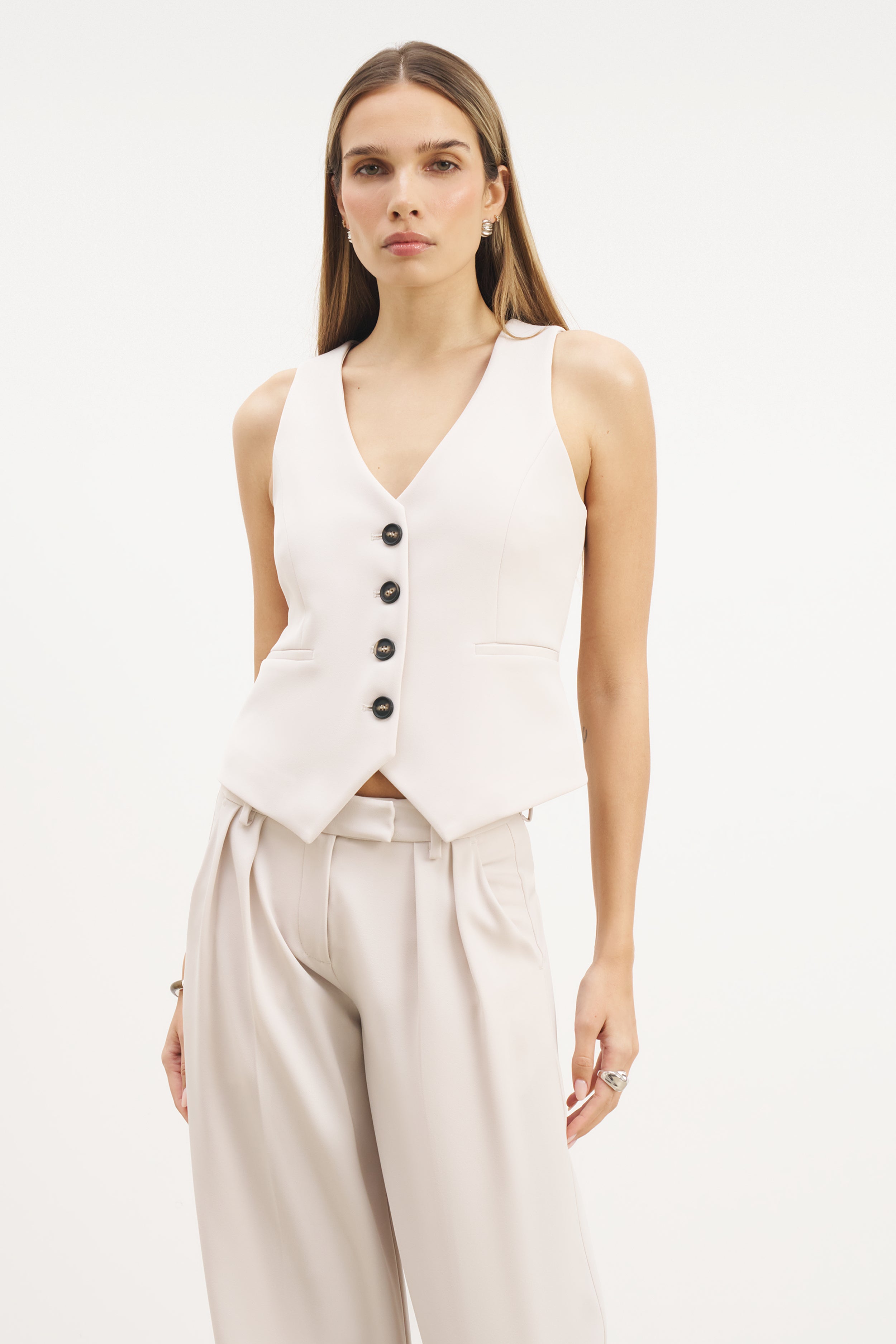Clean Cut Waistcoat - Ecru