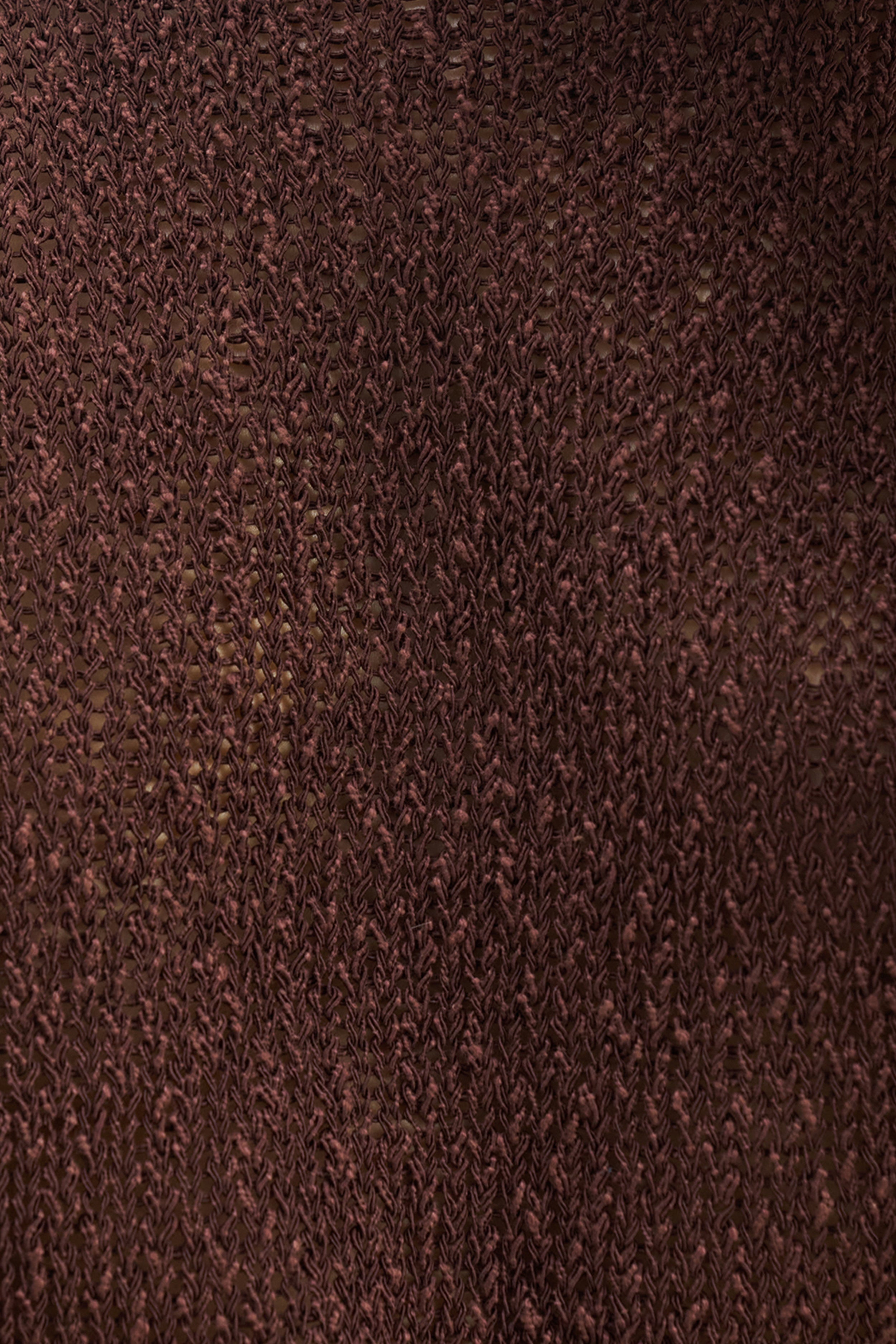 Crochet Knit V Neck Maxi Waistcoat - Carob