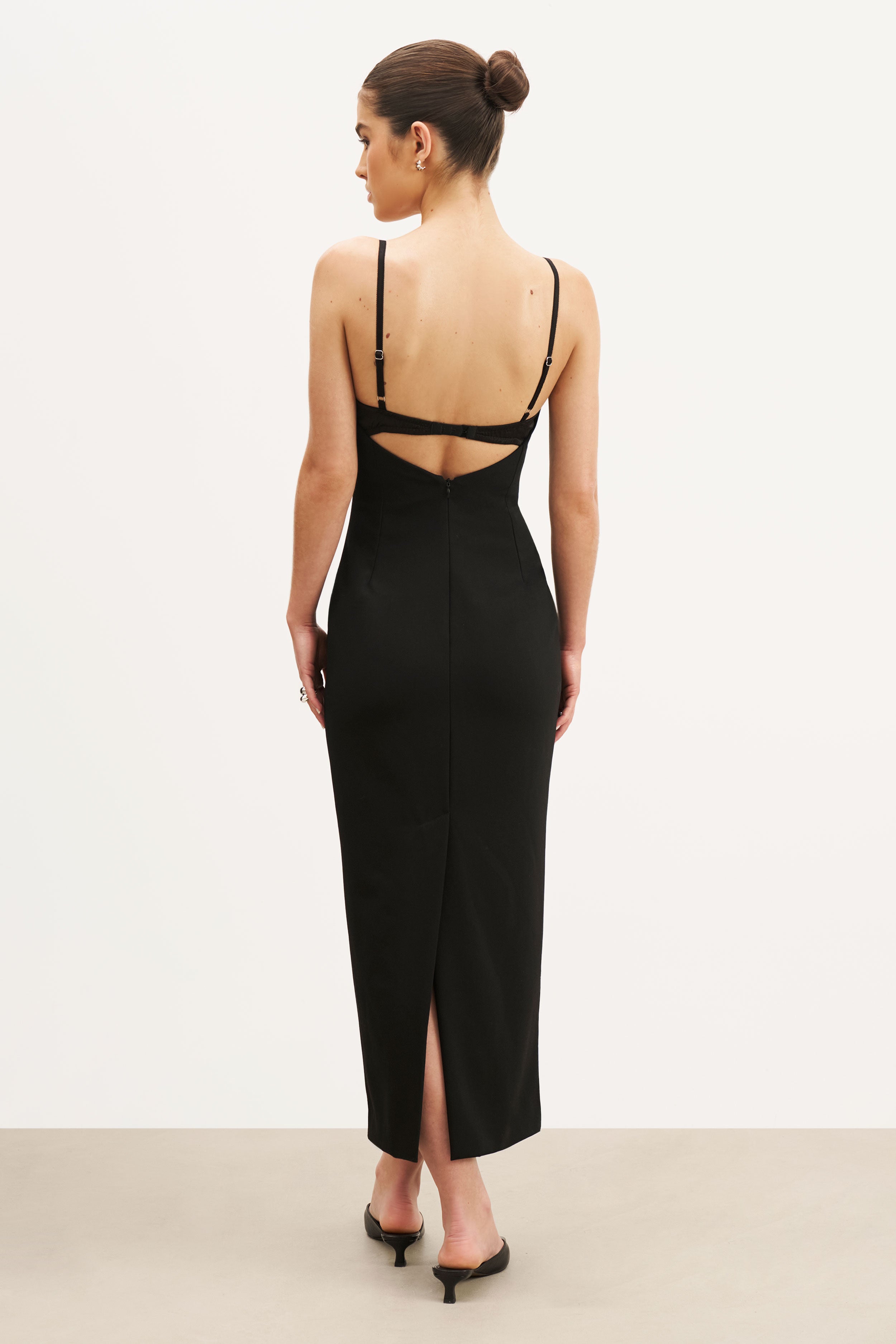 Tailored Bustier Maxi Dress - Black
