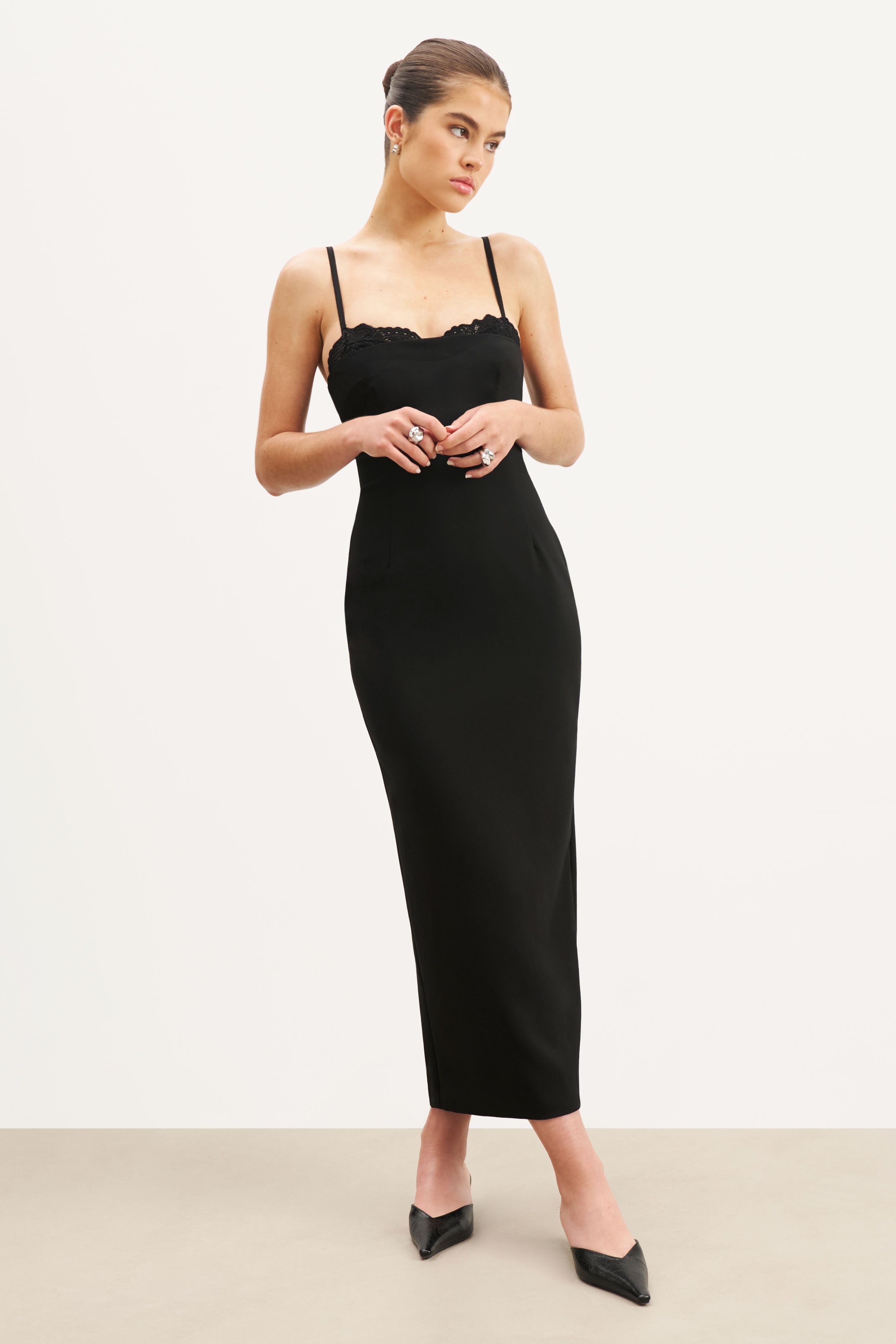 Tailored Bustier Maxi Dress - Black