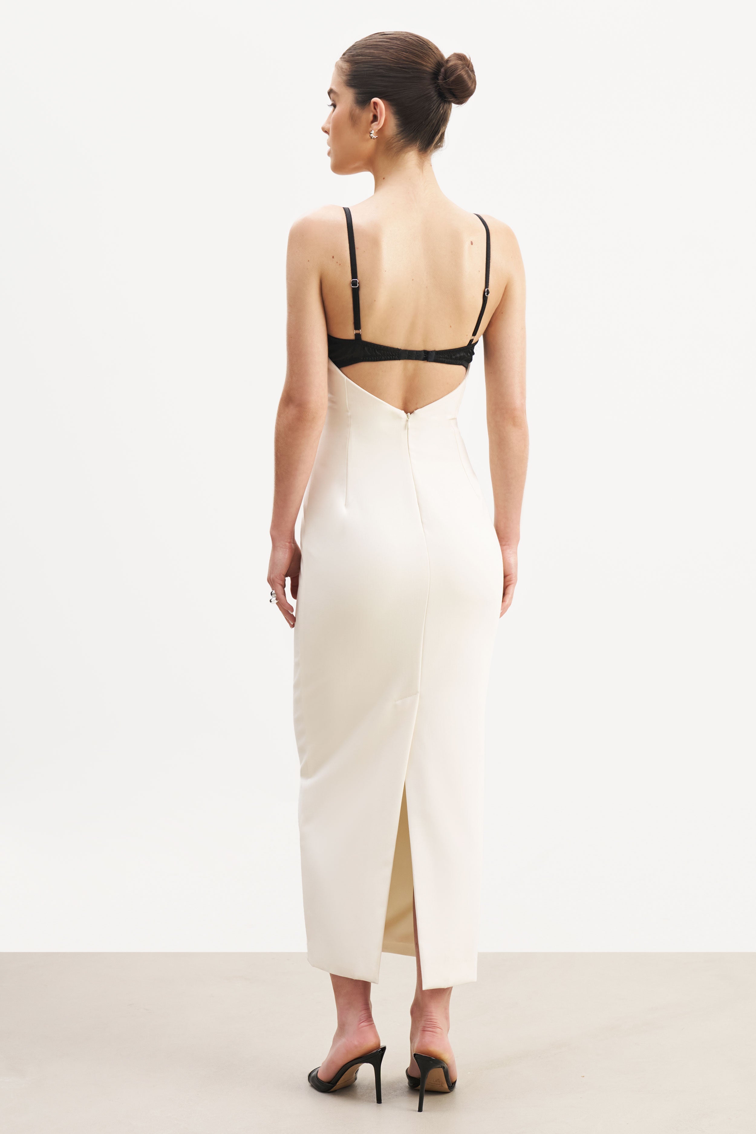 Tailored Bustier Maxi Dress - Cream/Black