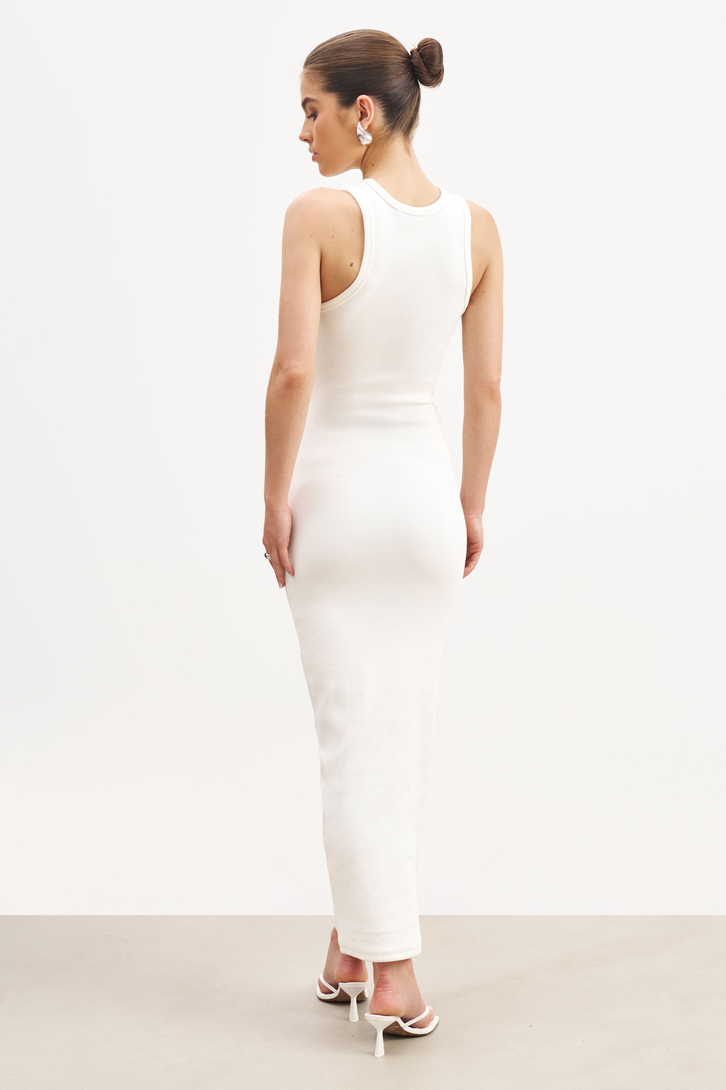 Heavy Ribbed Racer Maxi Dress - Ivory