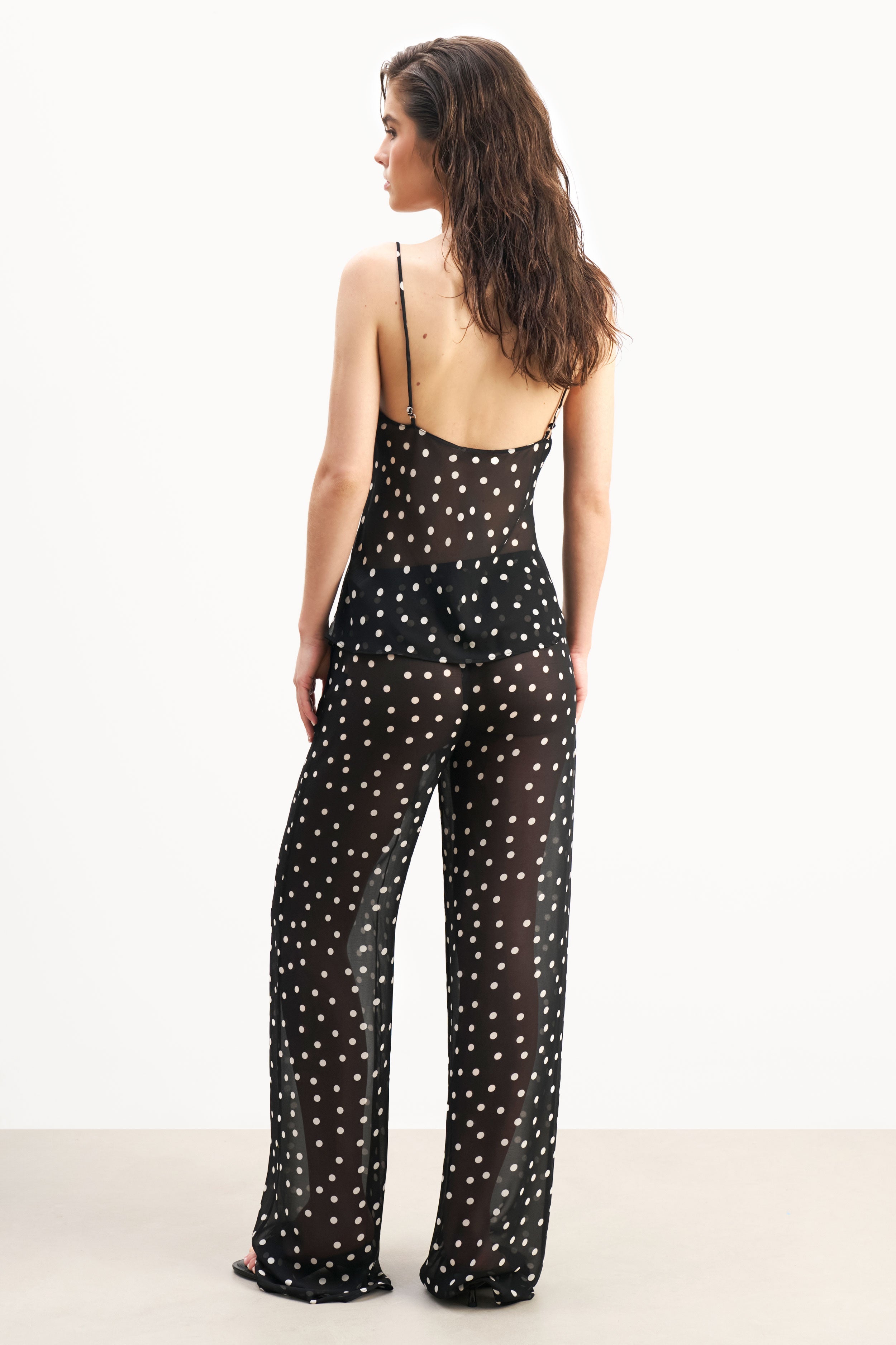 Chiffon V Neck Camisole Top - Maxi Polka Dot
