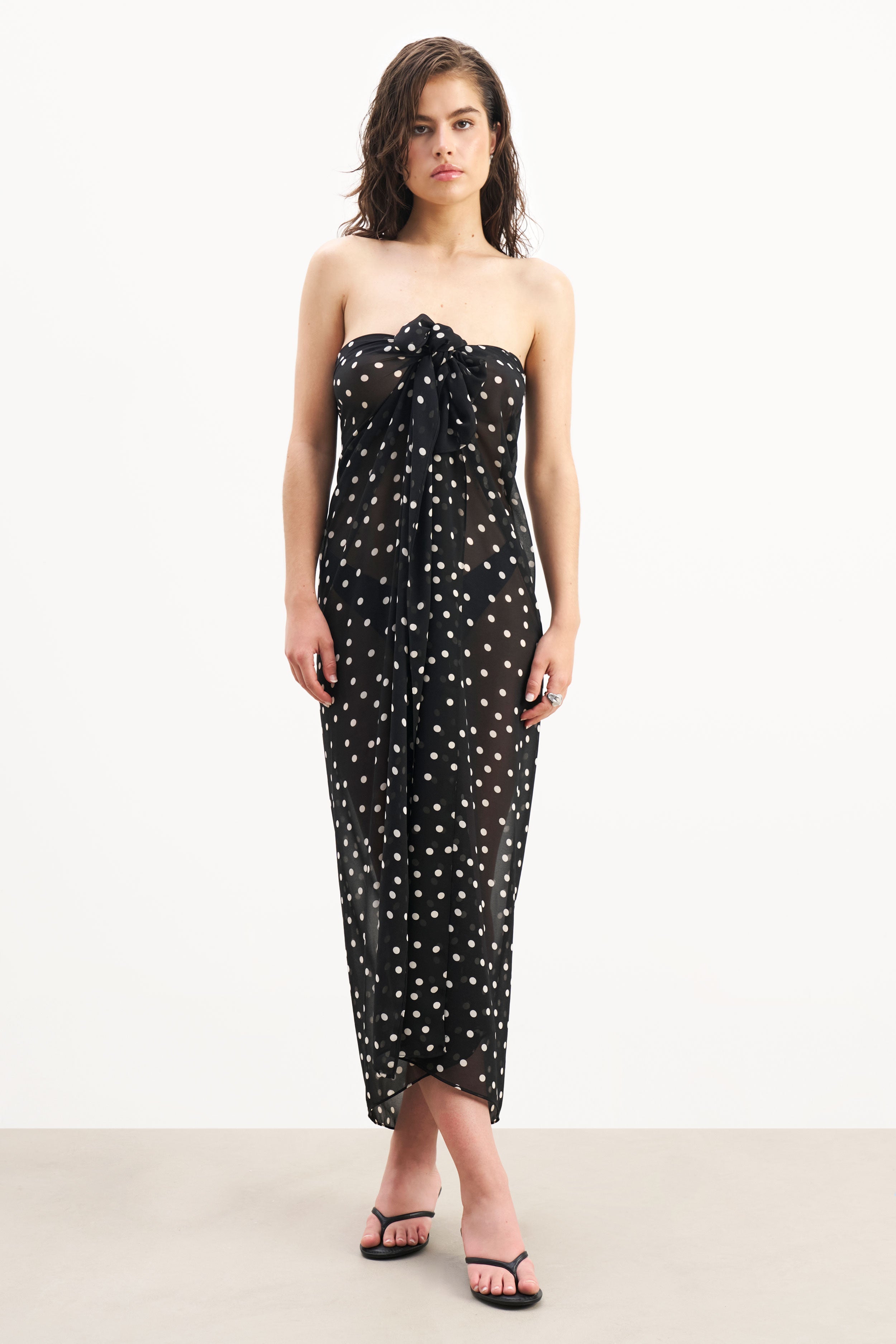 Chiffon Maxi Polka Dot Sarong Scarf - Maxi Polka Dot