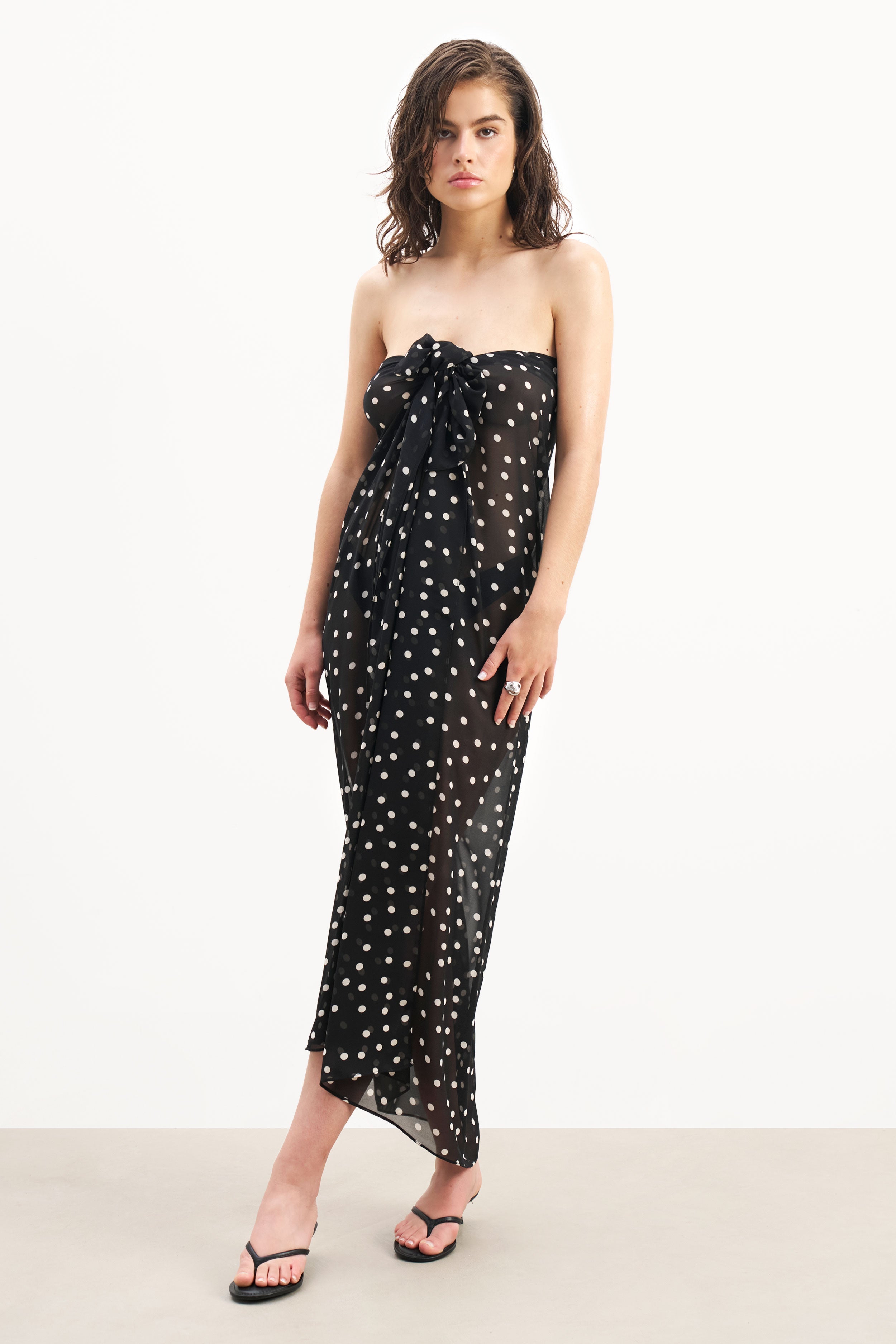 Chiffon Maxi Polka Dot Sarong Scarf - Maxi Polka Dot