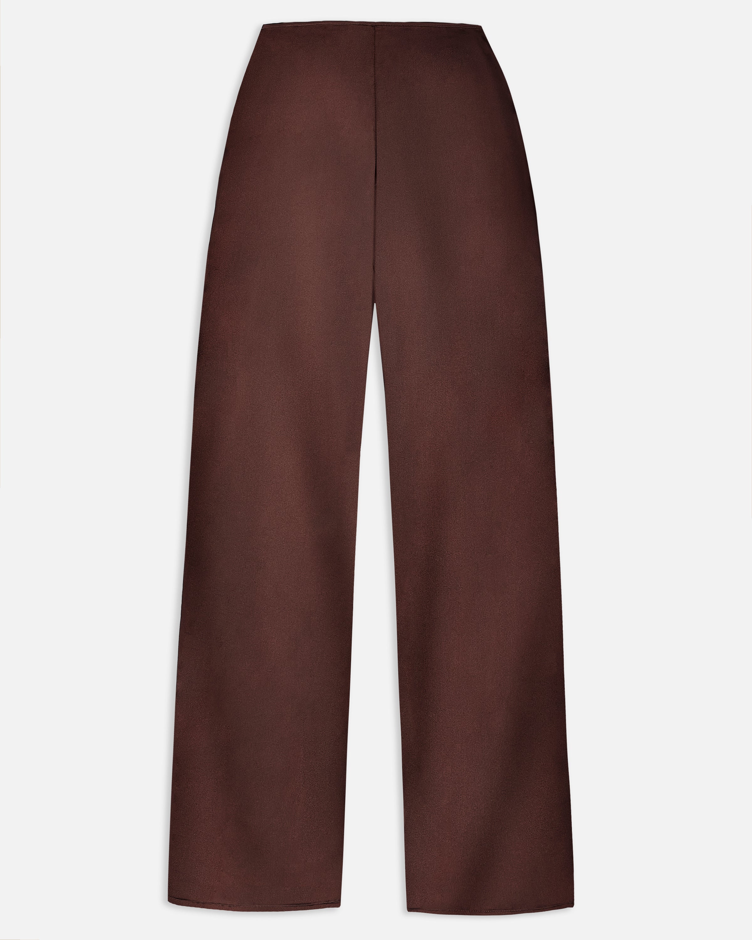 Formal Satin Straight Leg Trousers - Carob