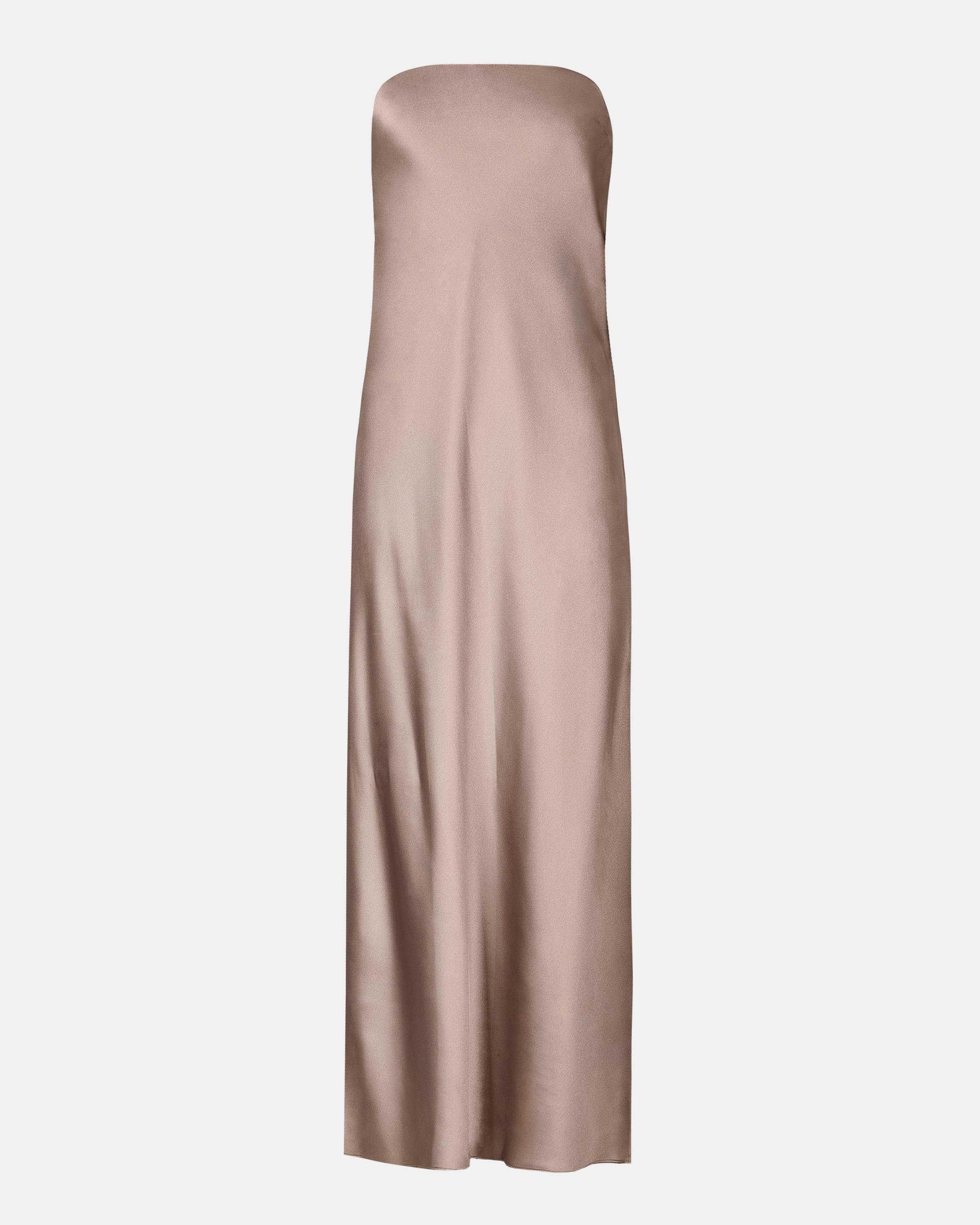 Satin Cowl Back Maxi Dress - Taupe