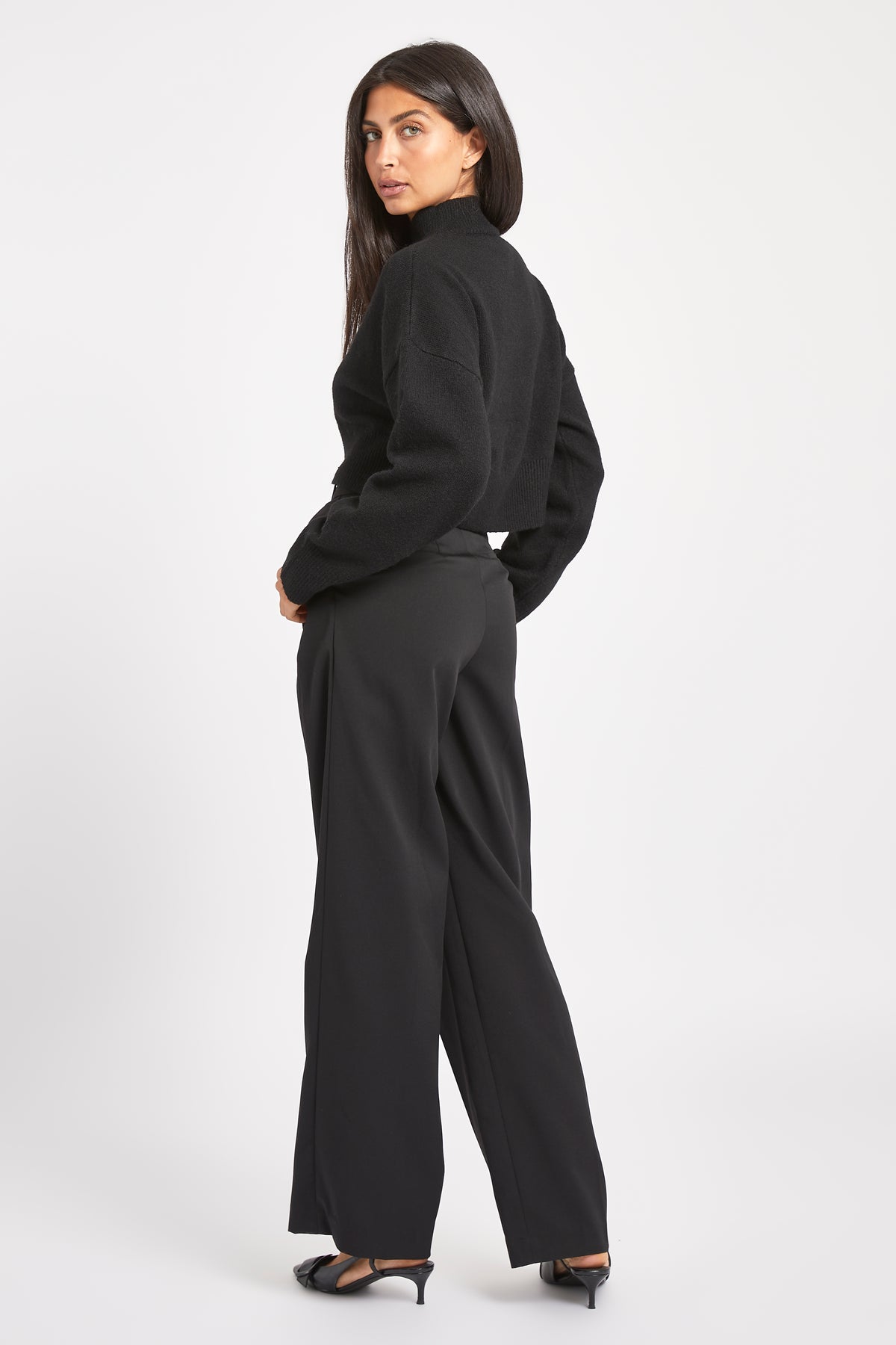 Soft Brushed High Neck Jumper - Black