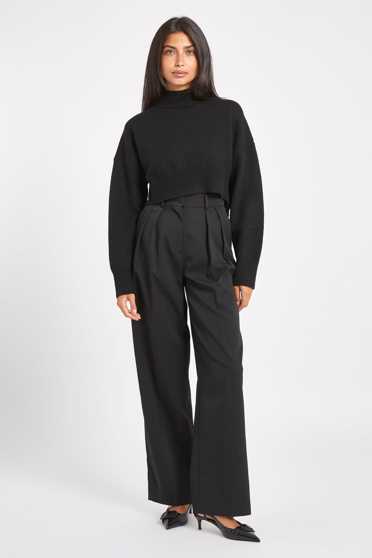 Soft Brushed High Neck Jumper - Black