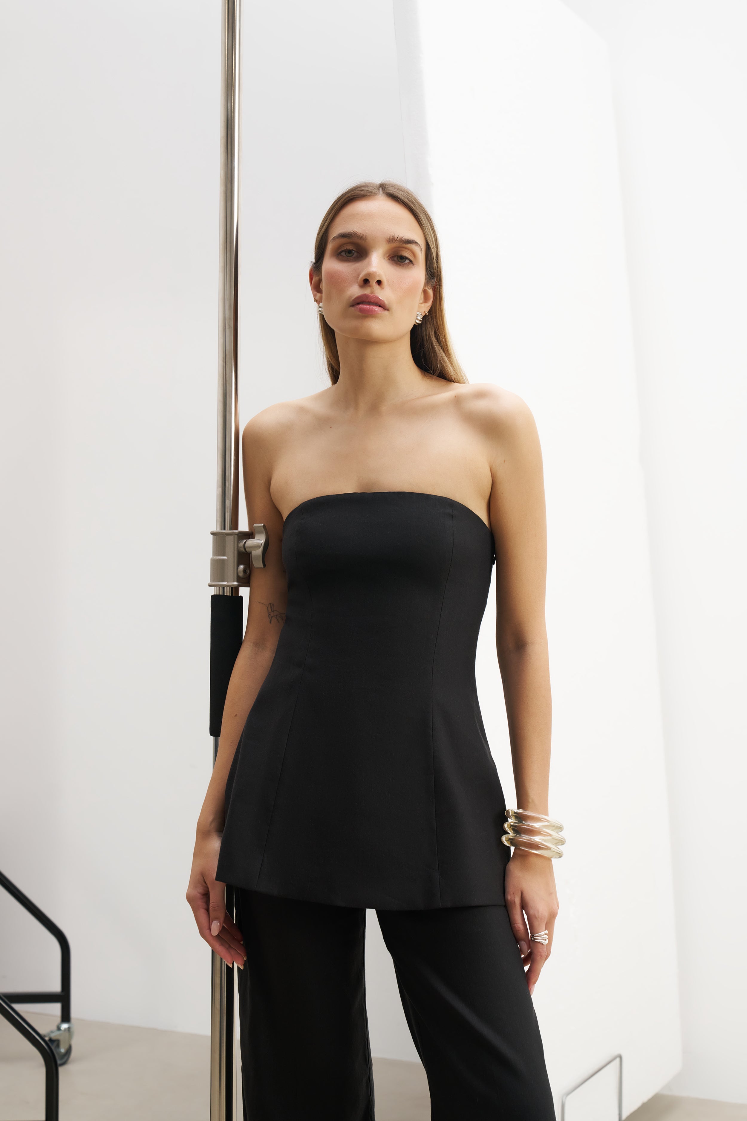 Strapless Linen A Line Bodice - Black