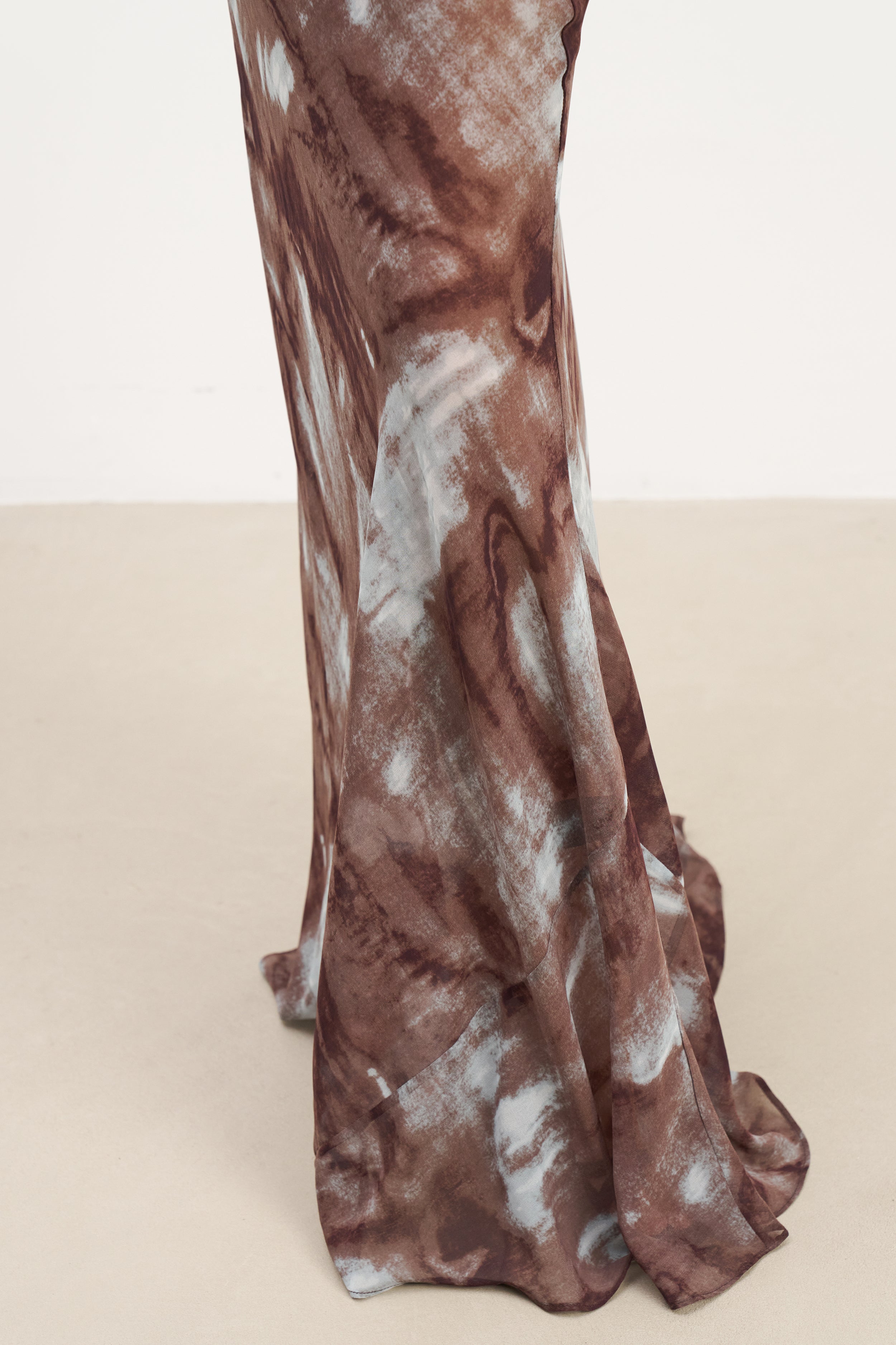 Ruched Chiffon Maxi Dress - Blue Marble