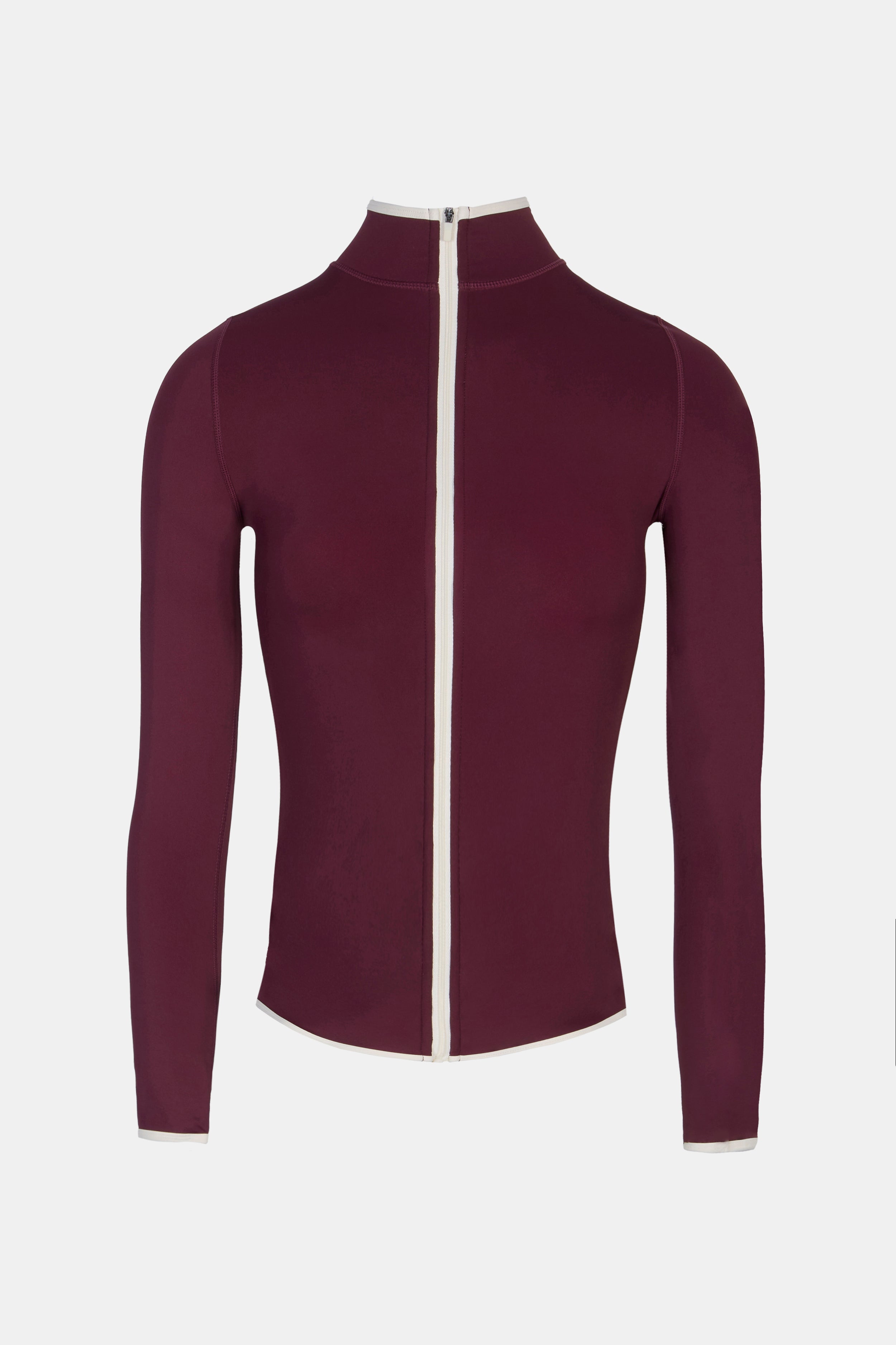 Base Contrast Trim Zip Up Jacket - Merlot/Tofu