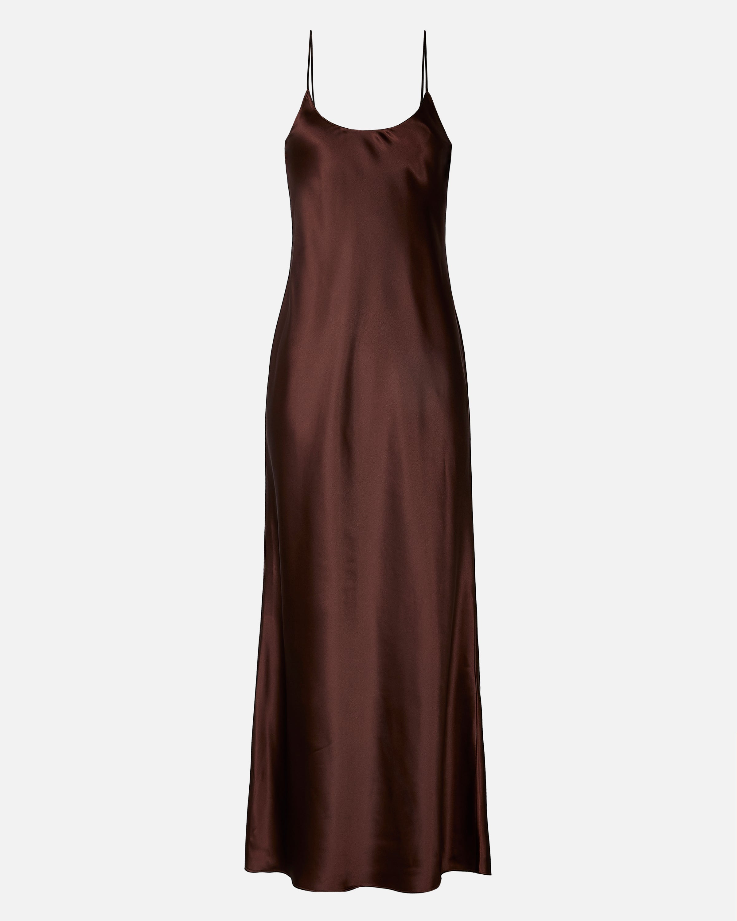 Satin Scoop Neck Camisole Maxi Dress - Carob