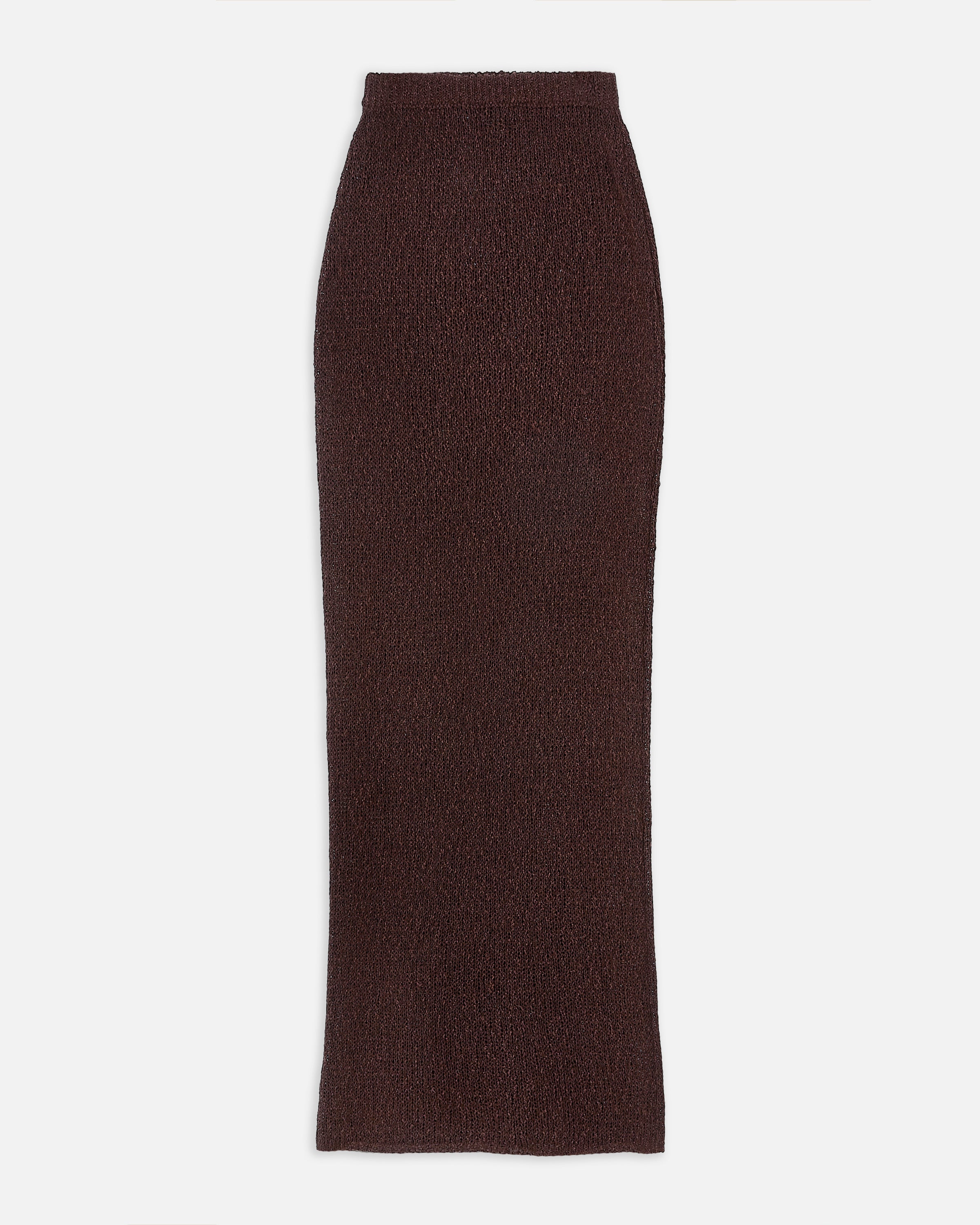 Crochet Knit Maxi Skirt - Carob