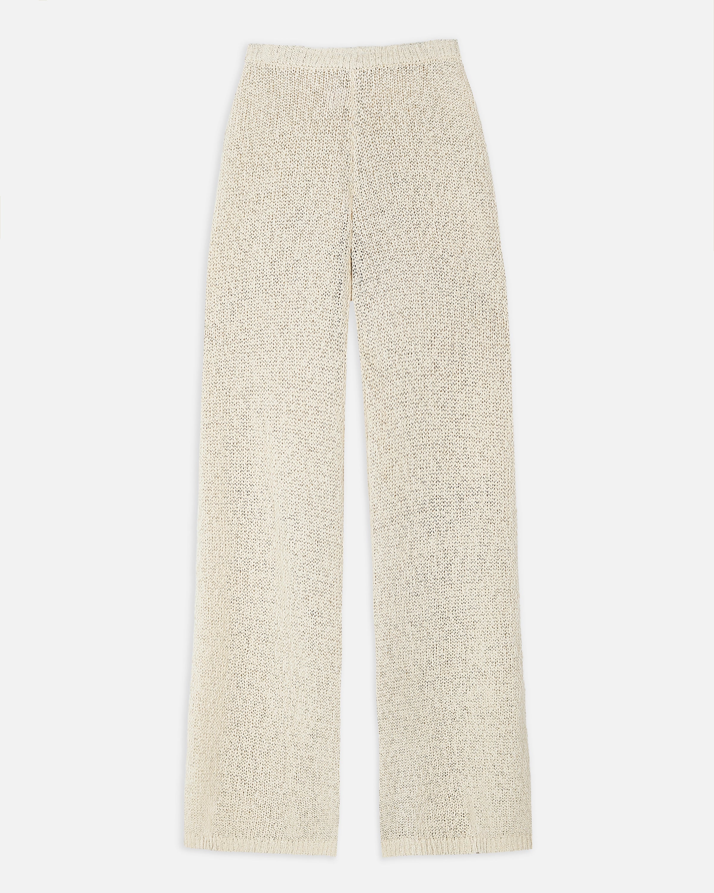 Crochet Knit Wide Leg Trousers - Cream
