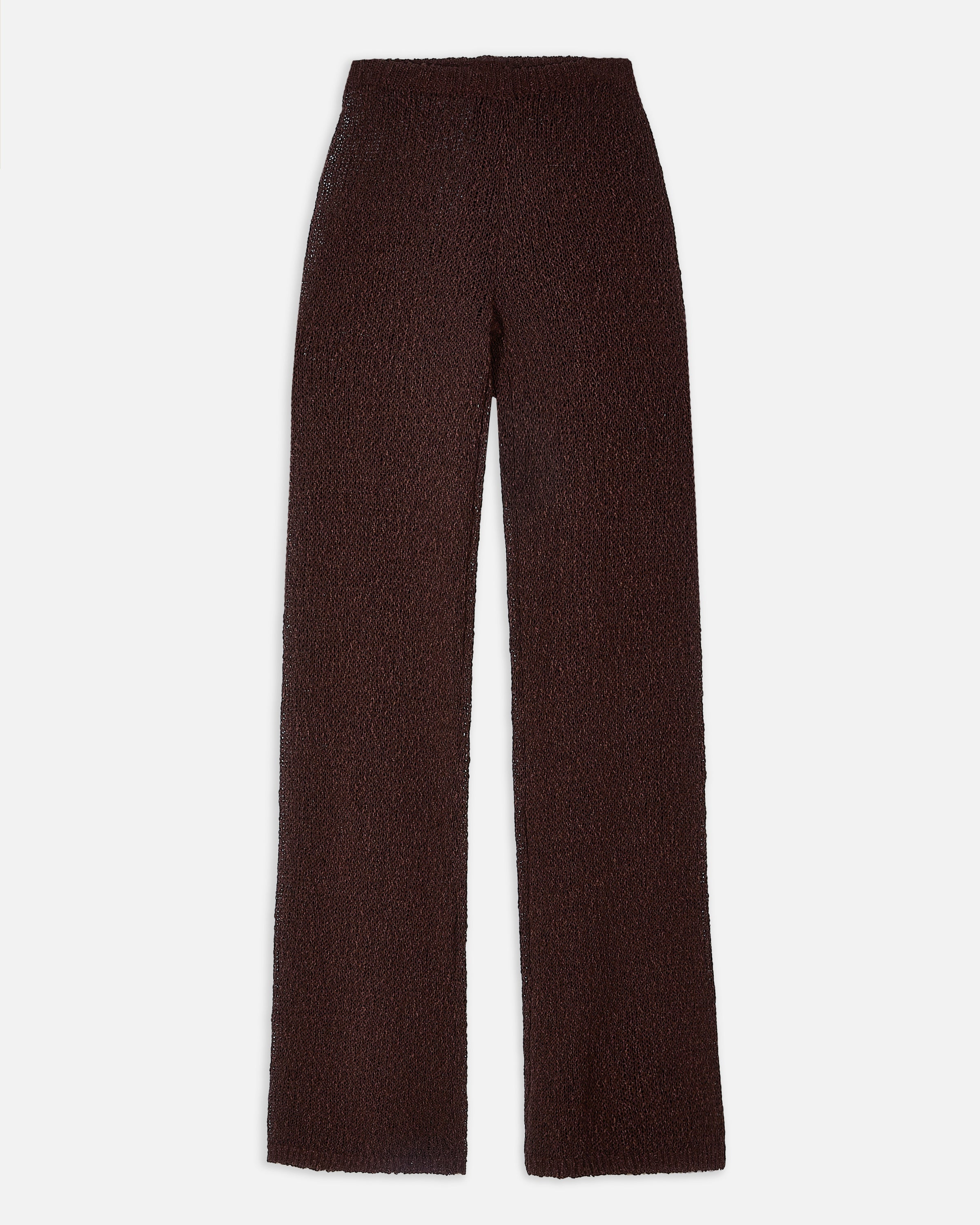 Crochet Knit Wide Leg Trousers - Carob