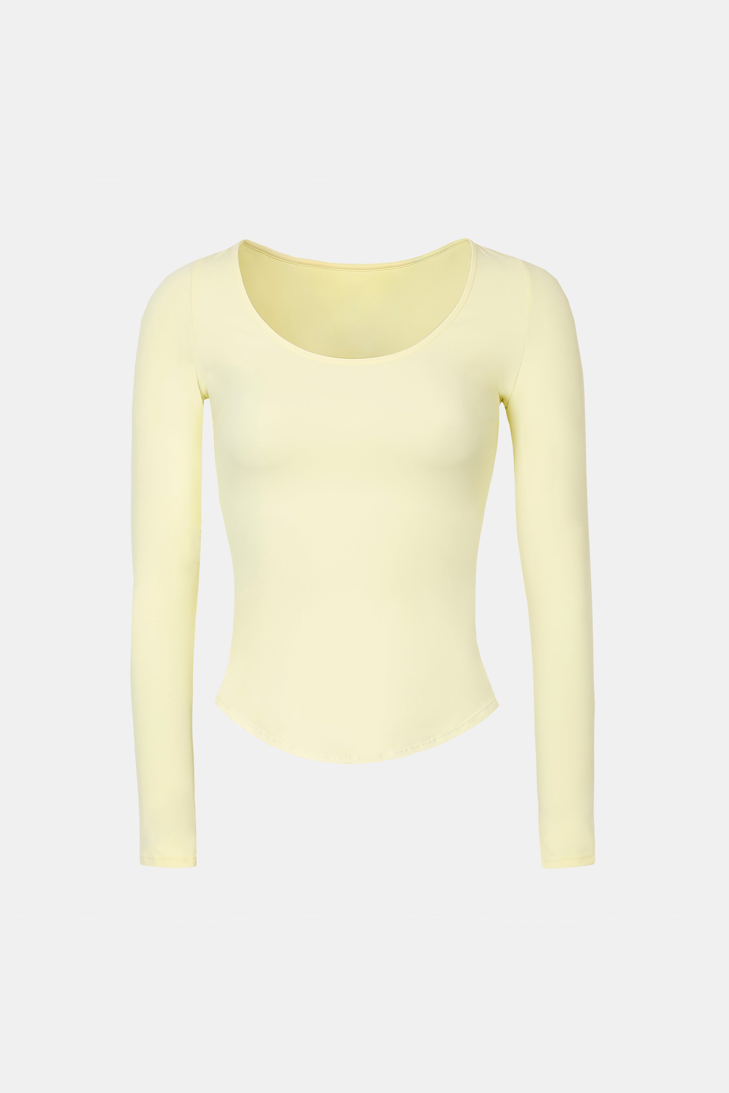 Base Sculpting Scoop Neck Long Sleeve Top - Buttermilk