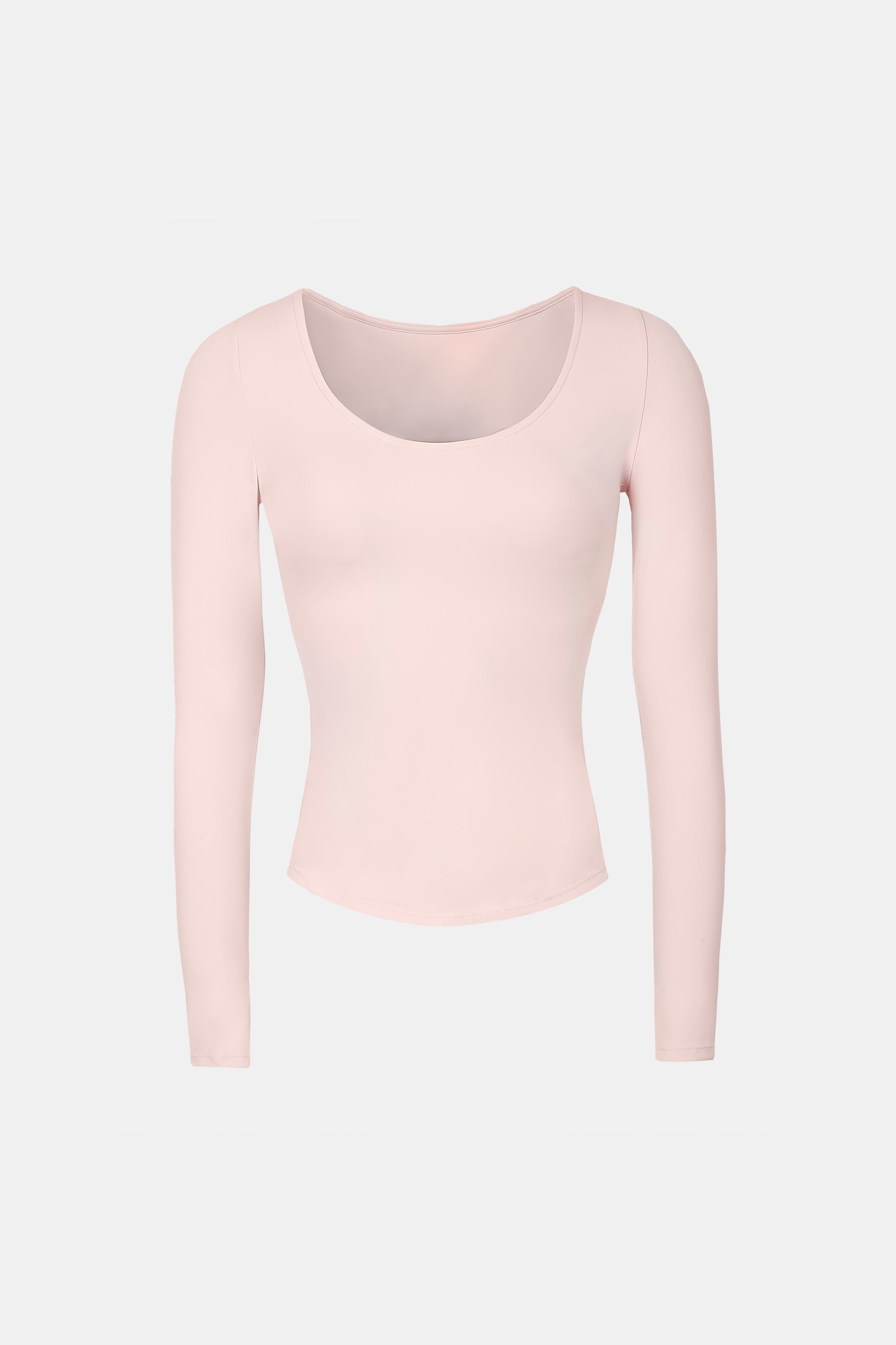 Base Sculpting Scoop Neck Long Sleeve Top - Marshmallow
