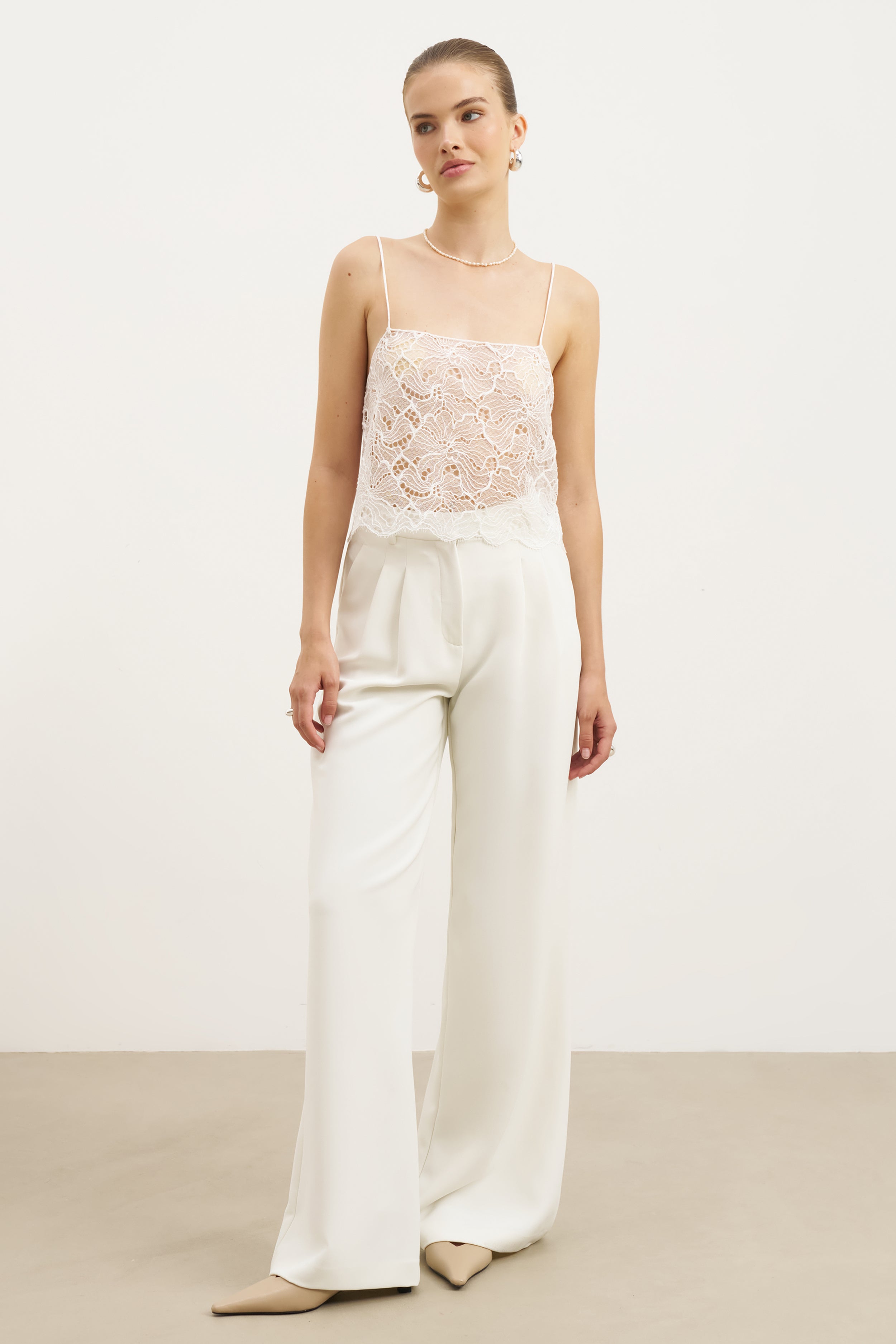 Lace Square Neck Camisole - White