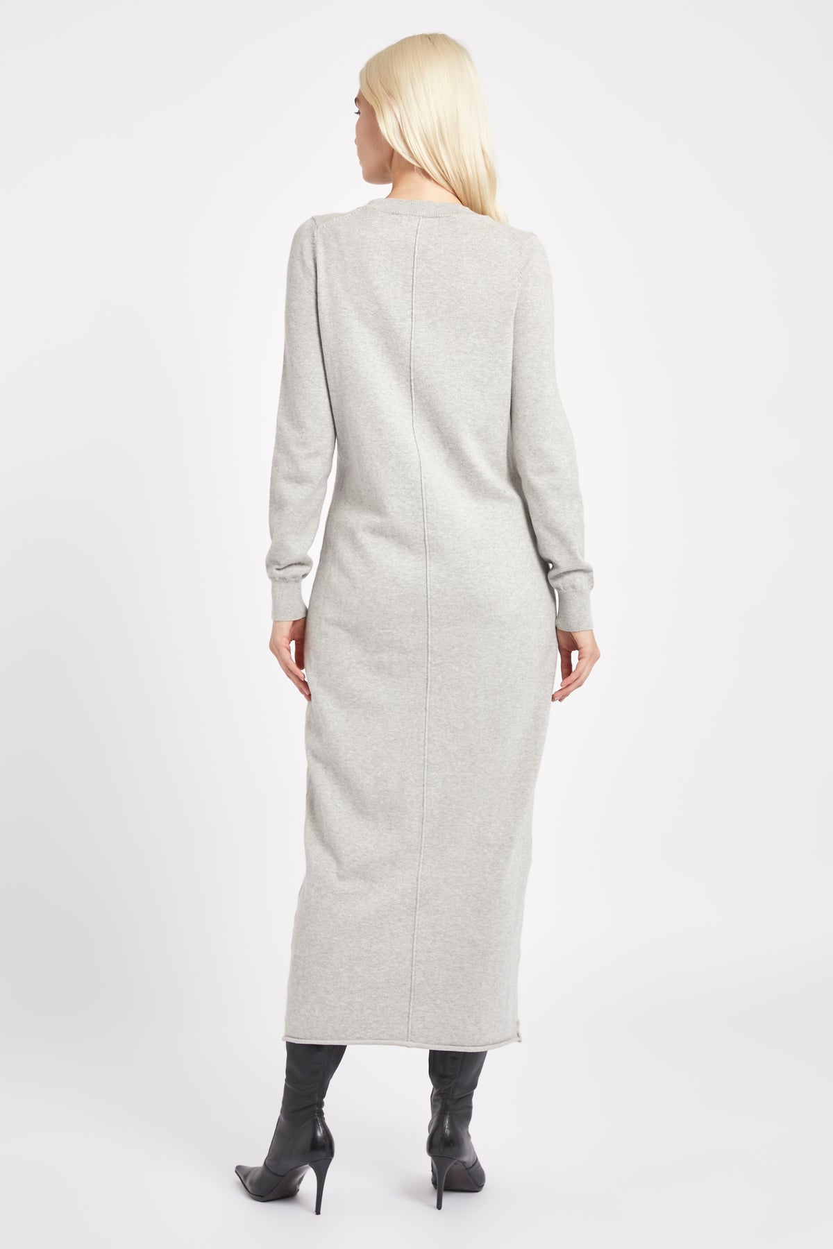 Cashmere Blend Column Maxi Dress - Pebble Grey