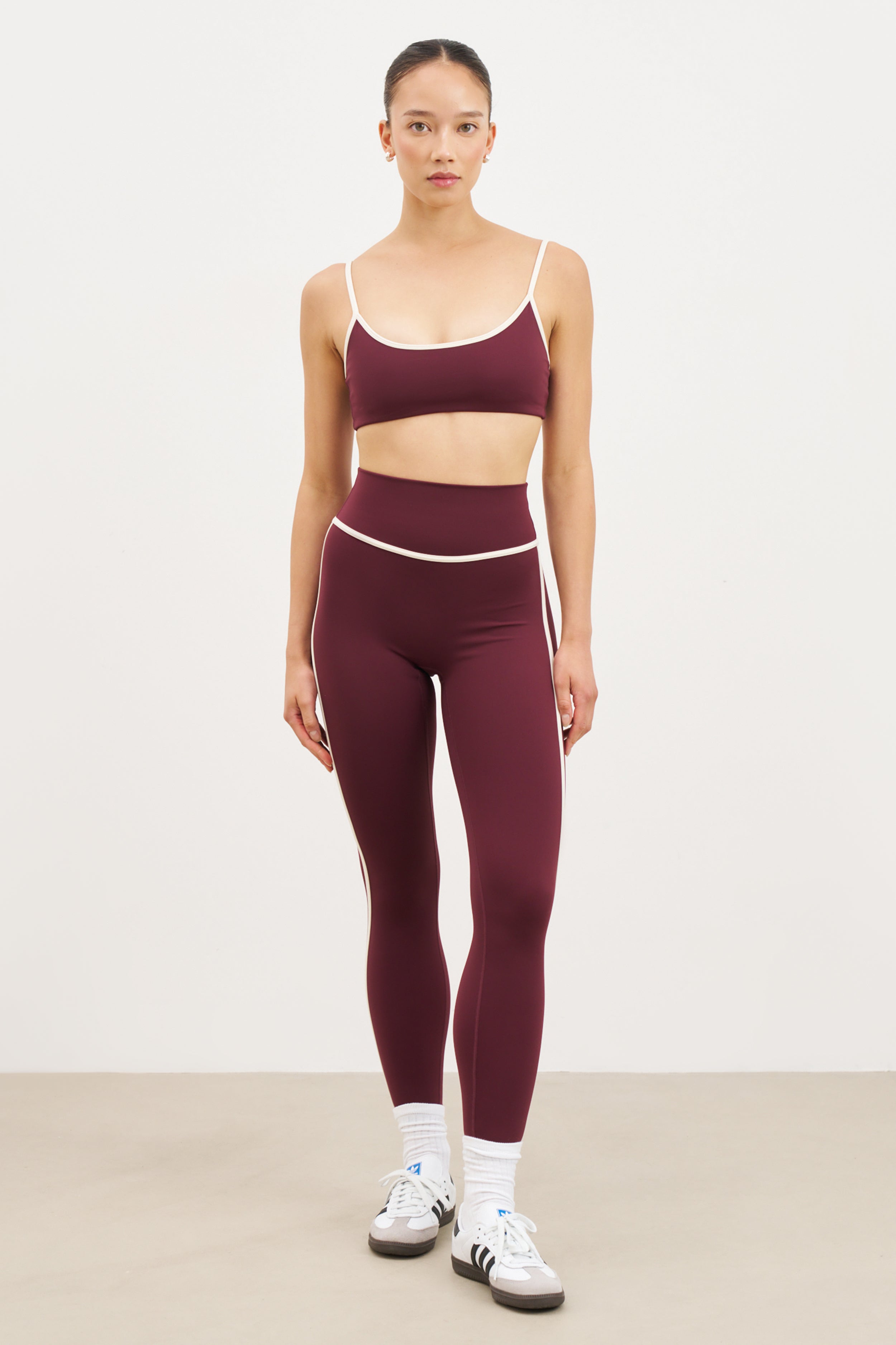 Base Contrast Trim Cami Bra - Merlot/Tofu