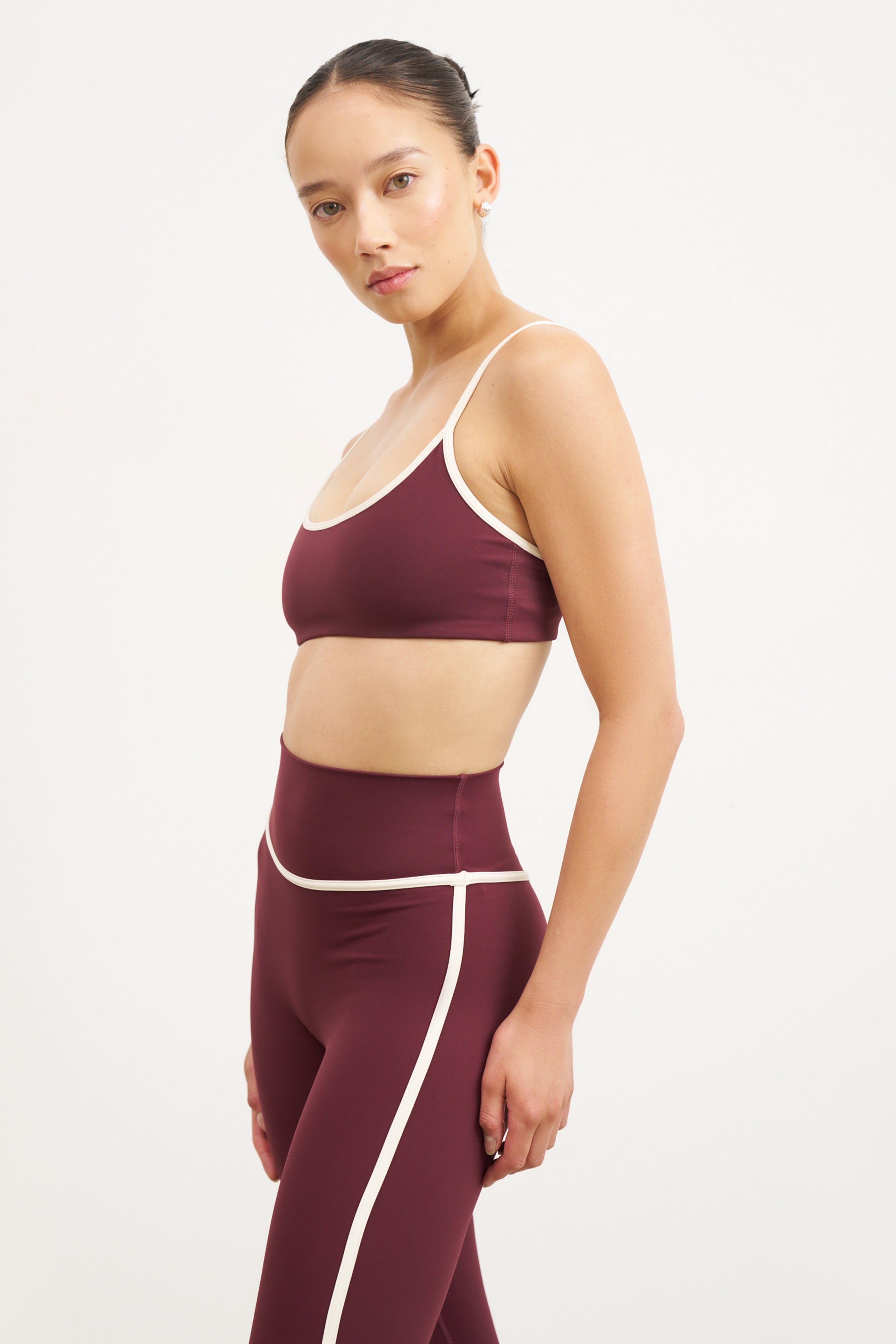 Base Contrast Trim Leggings - Merlot/Tofu