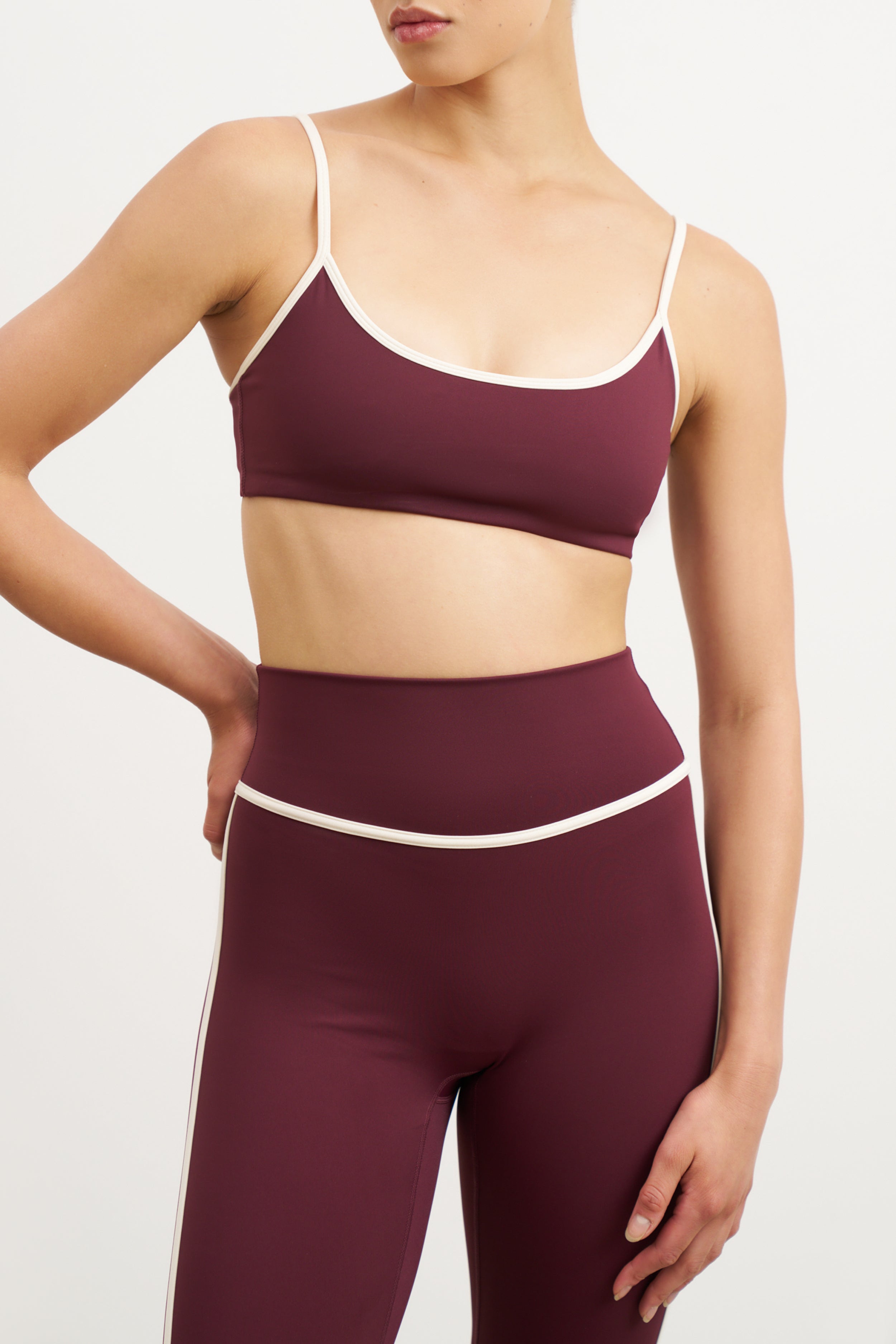 Base Contrast Trim Cami Bra - Merlot/Tofu
