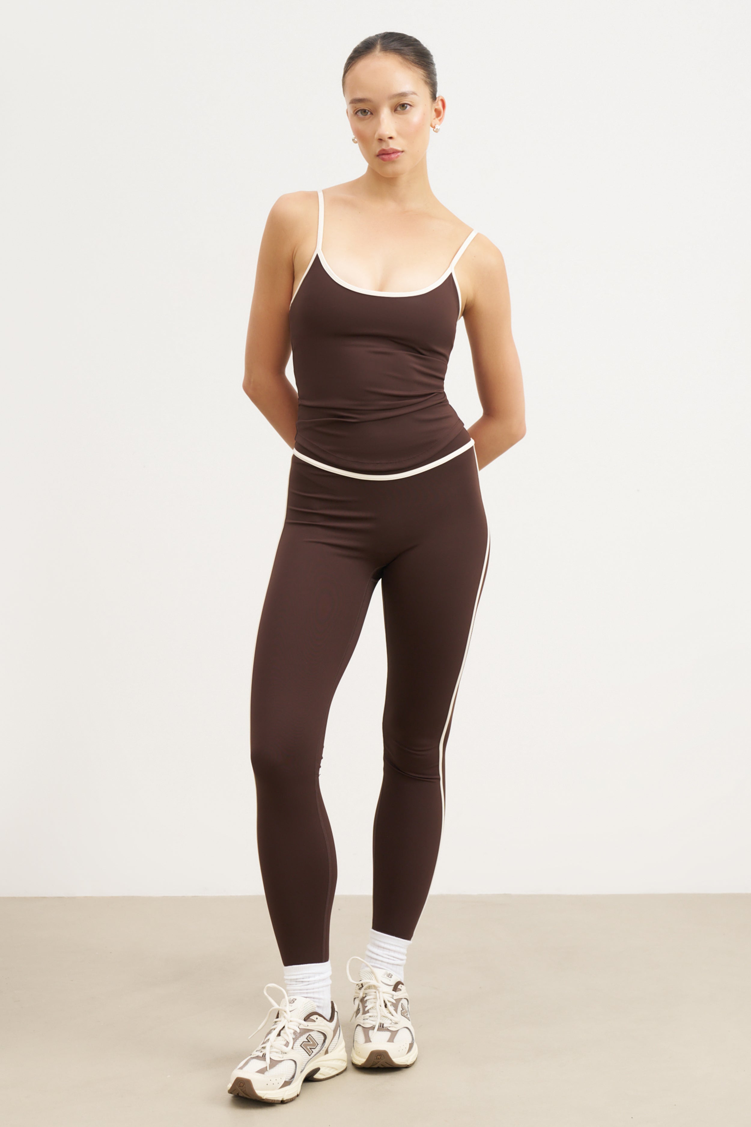 Base Contrast Trim Cami Top - Carob/Tofu