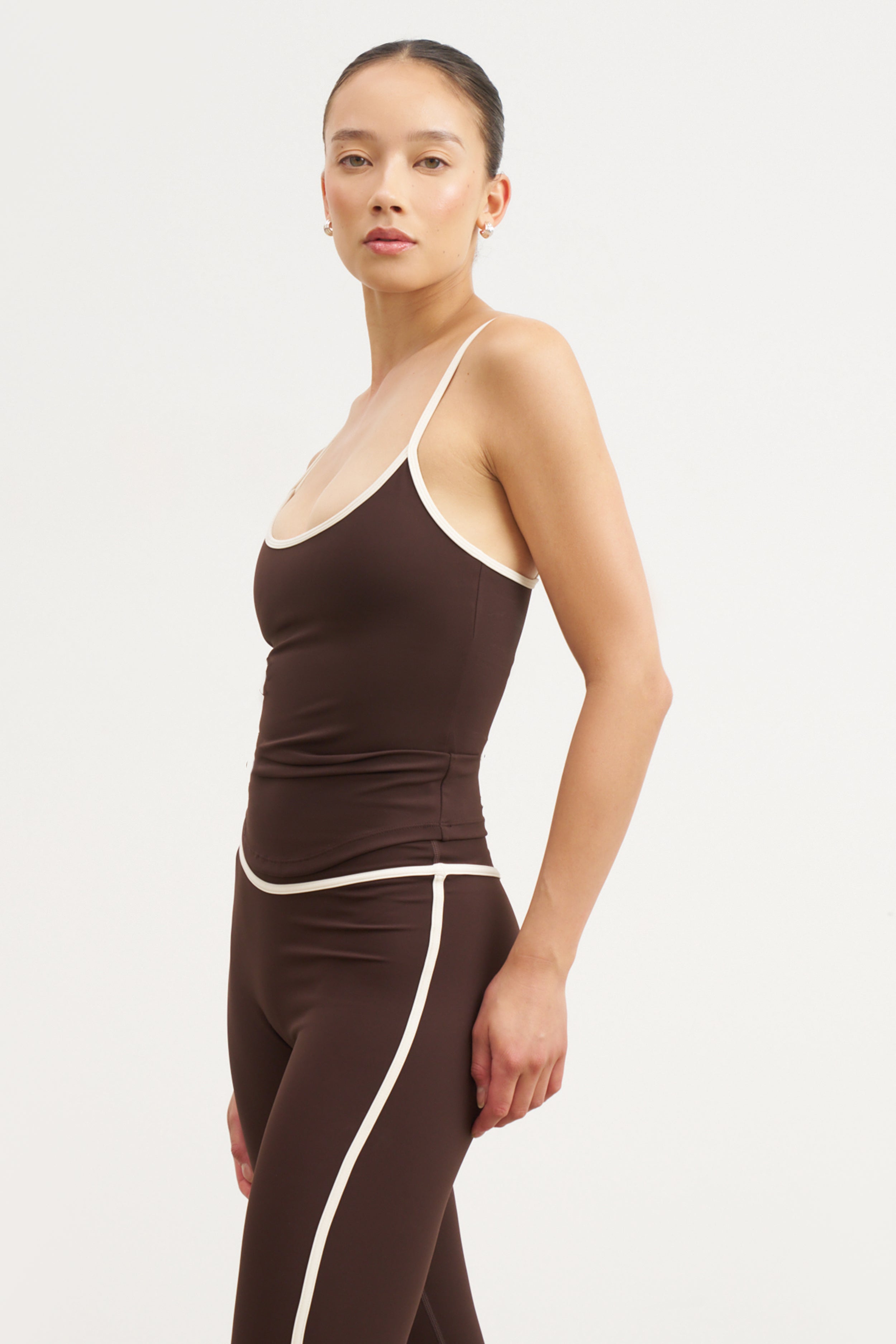 Base Contrast Trim Cami Top - Carob/Tofu