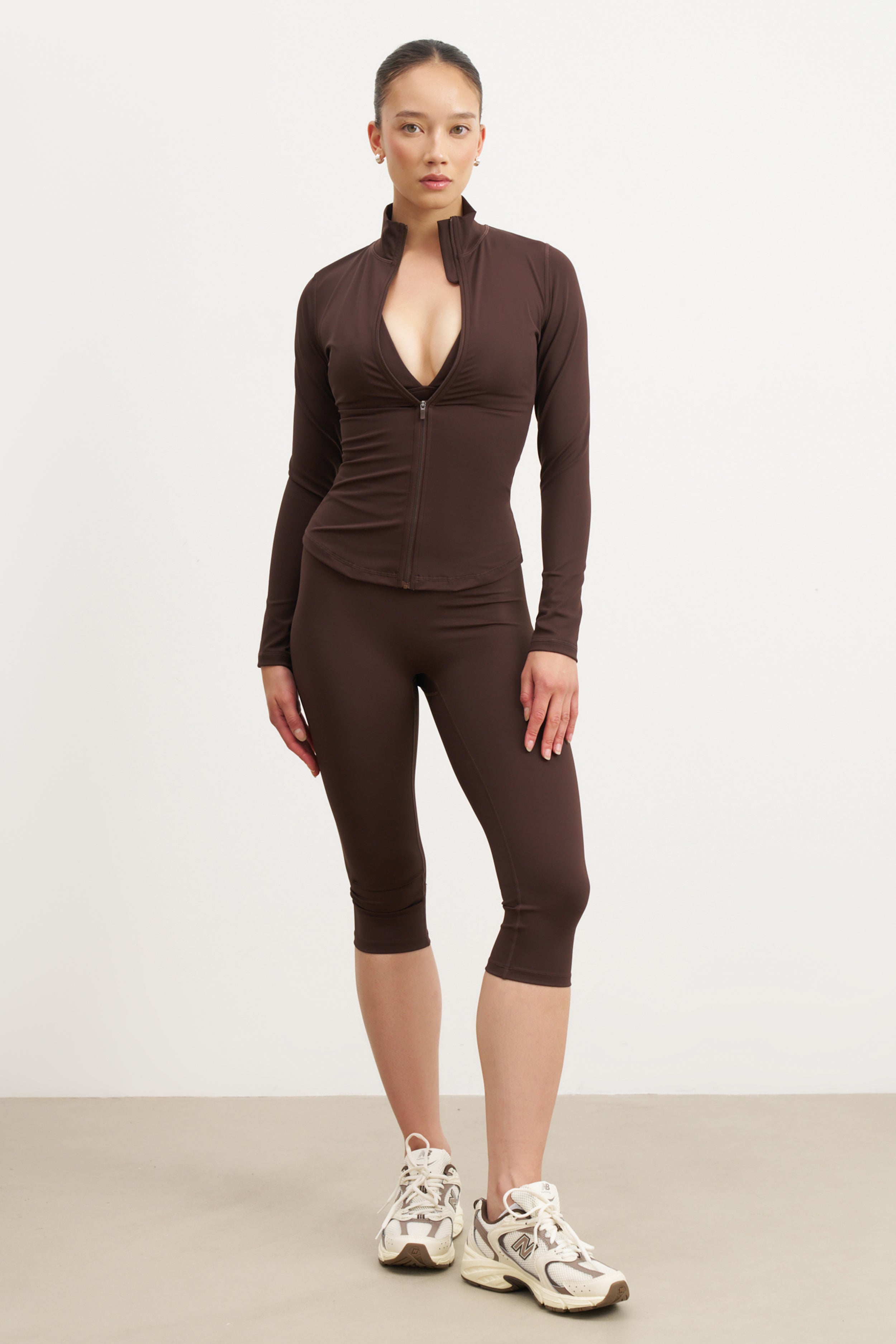 Base Sculpting Zip Up Jacket - Carob