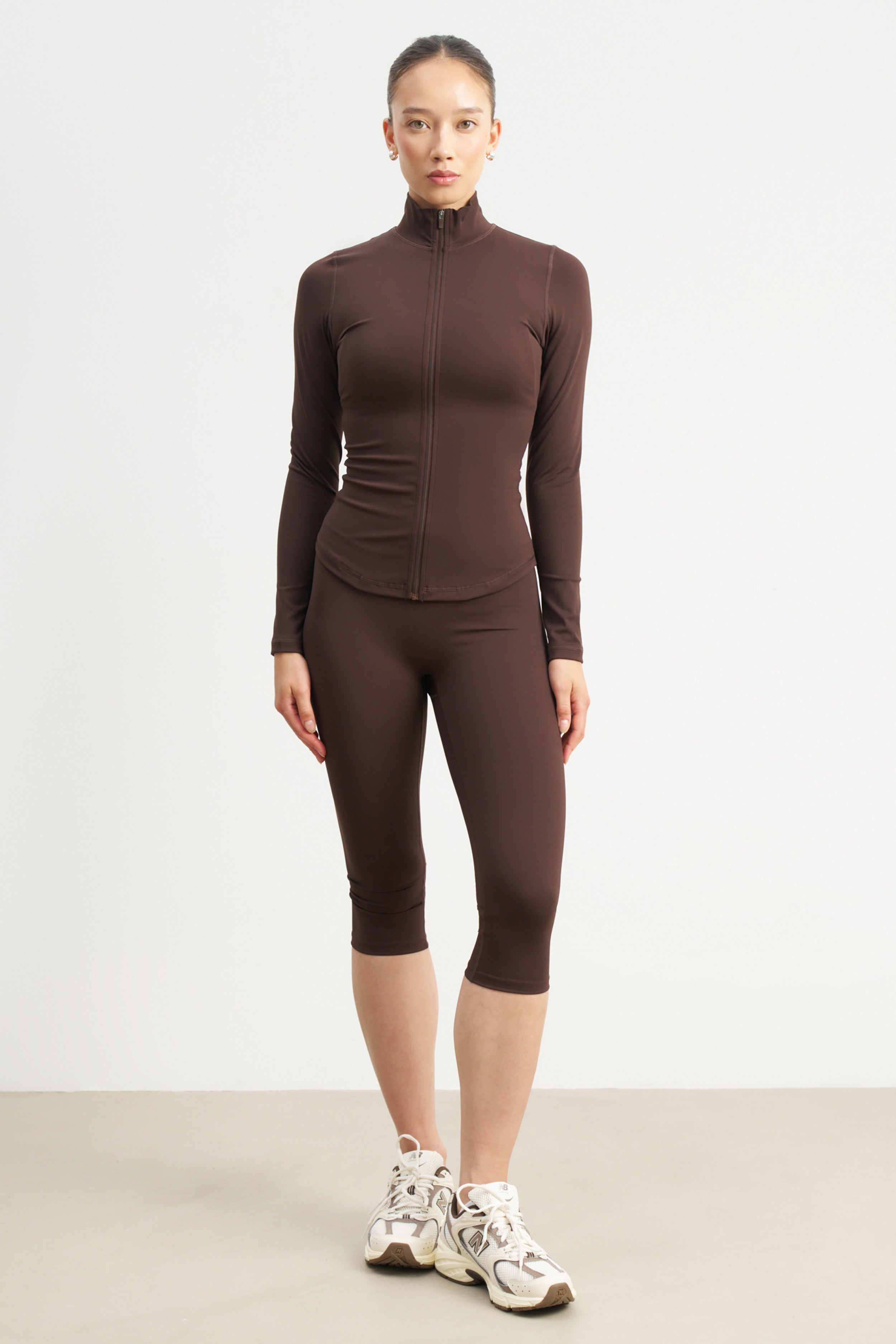 Base Sculpting Zip Up Jacket - Carob
