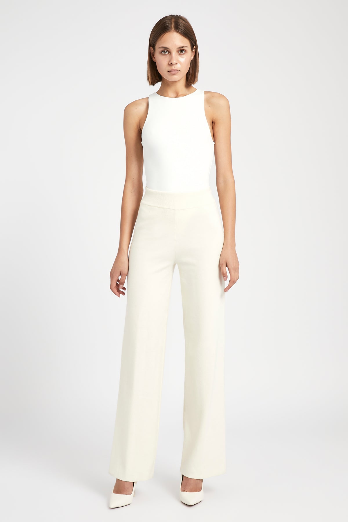 Slouchy Lounge Knit Trousers - Cream