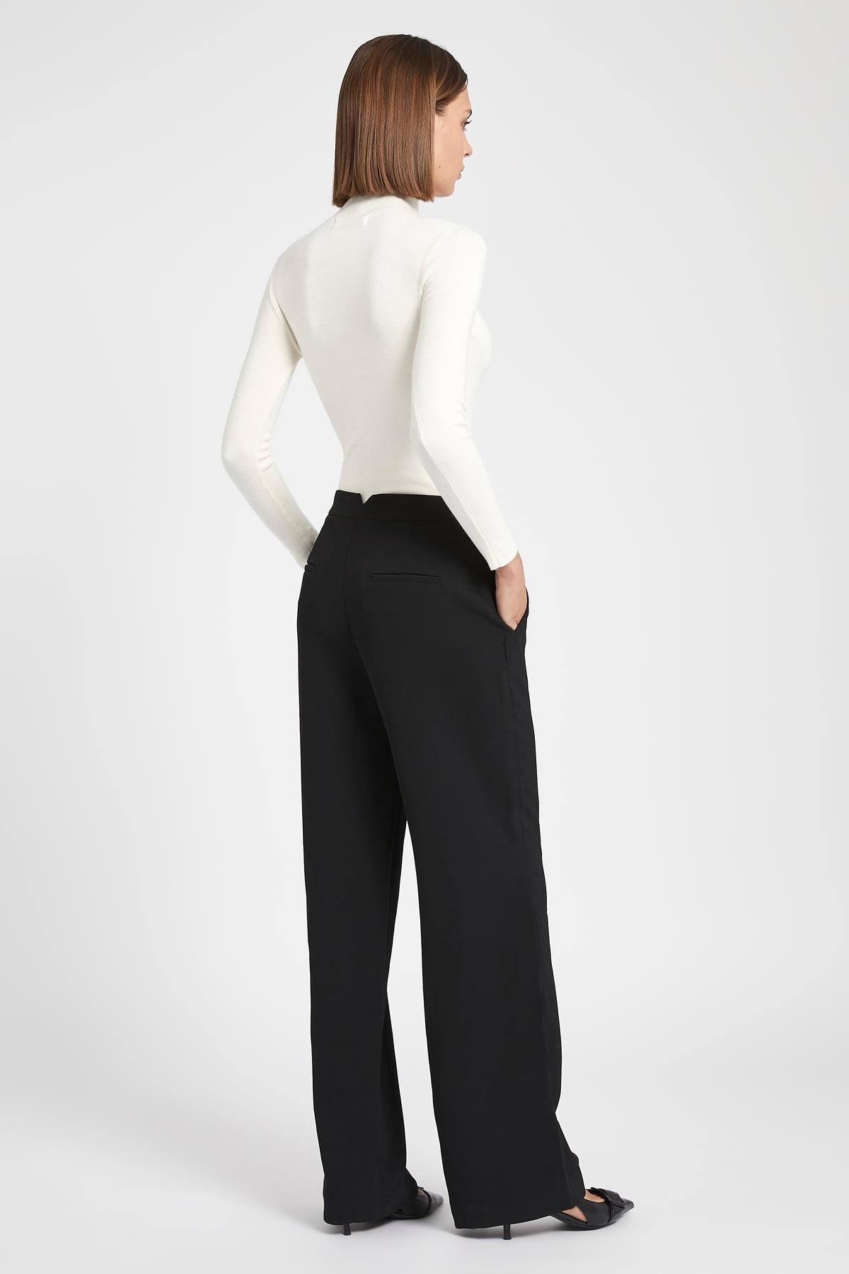 Fine Knit High Neck Bodysuit - Cream