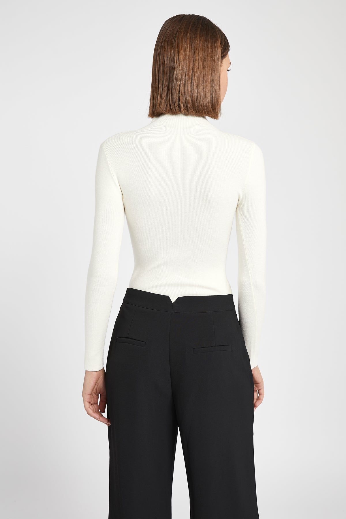 Fine Knit High Neck Bodysuit - Cream