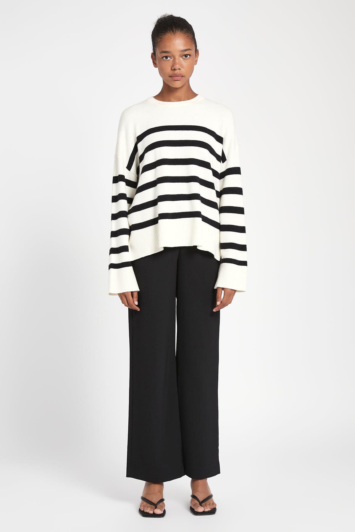 Striped Knit Jumper - Cream/Black