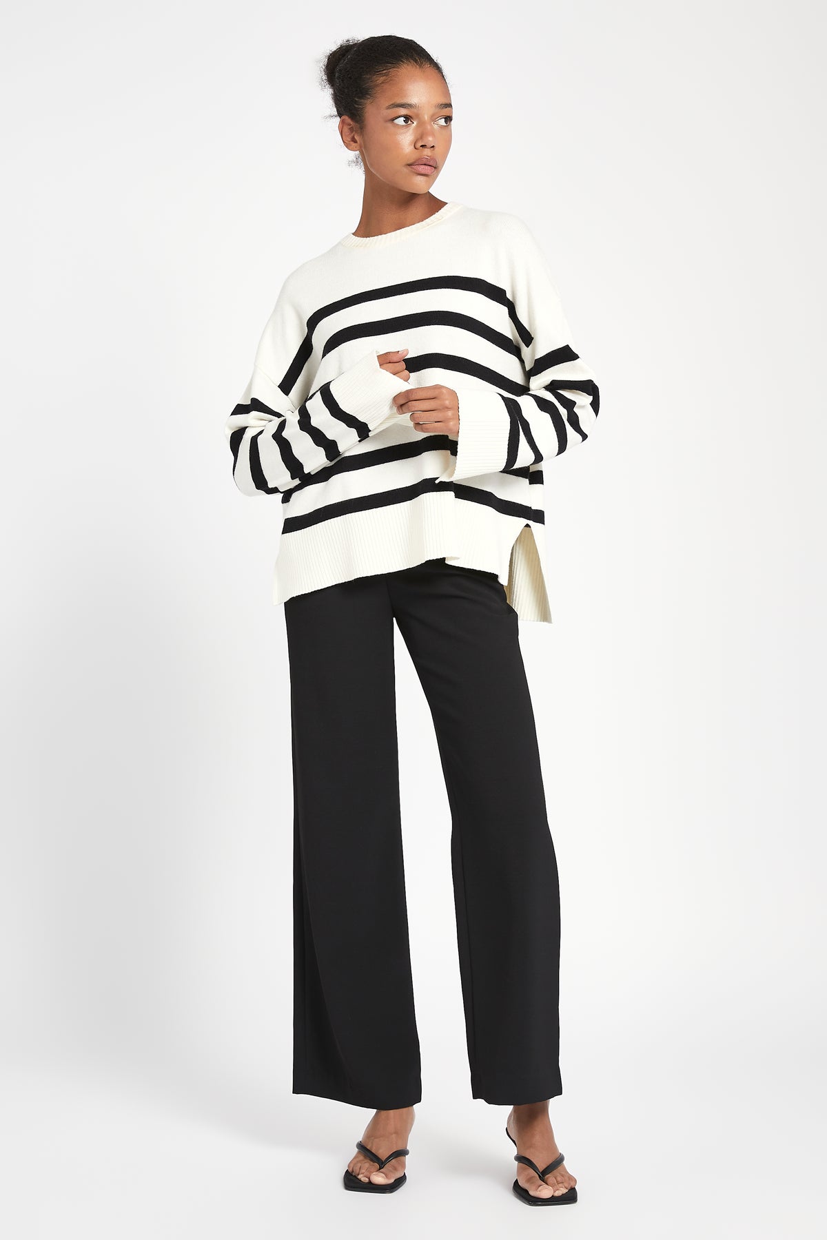Striped Knit Jumper - Cream/Black