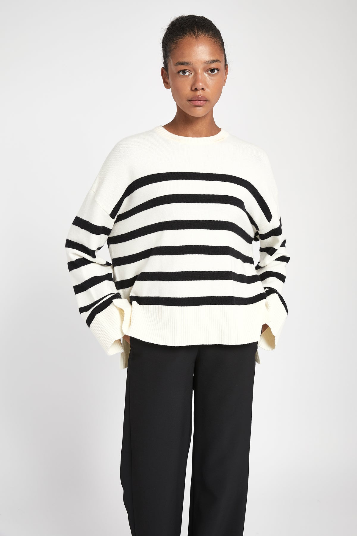 Striped Knit Jumper - Cream/Black