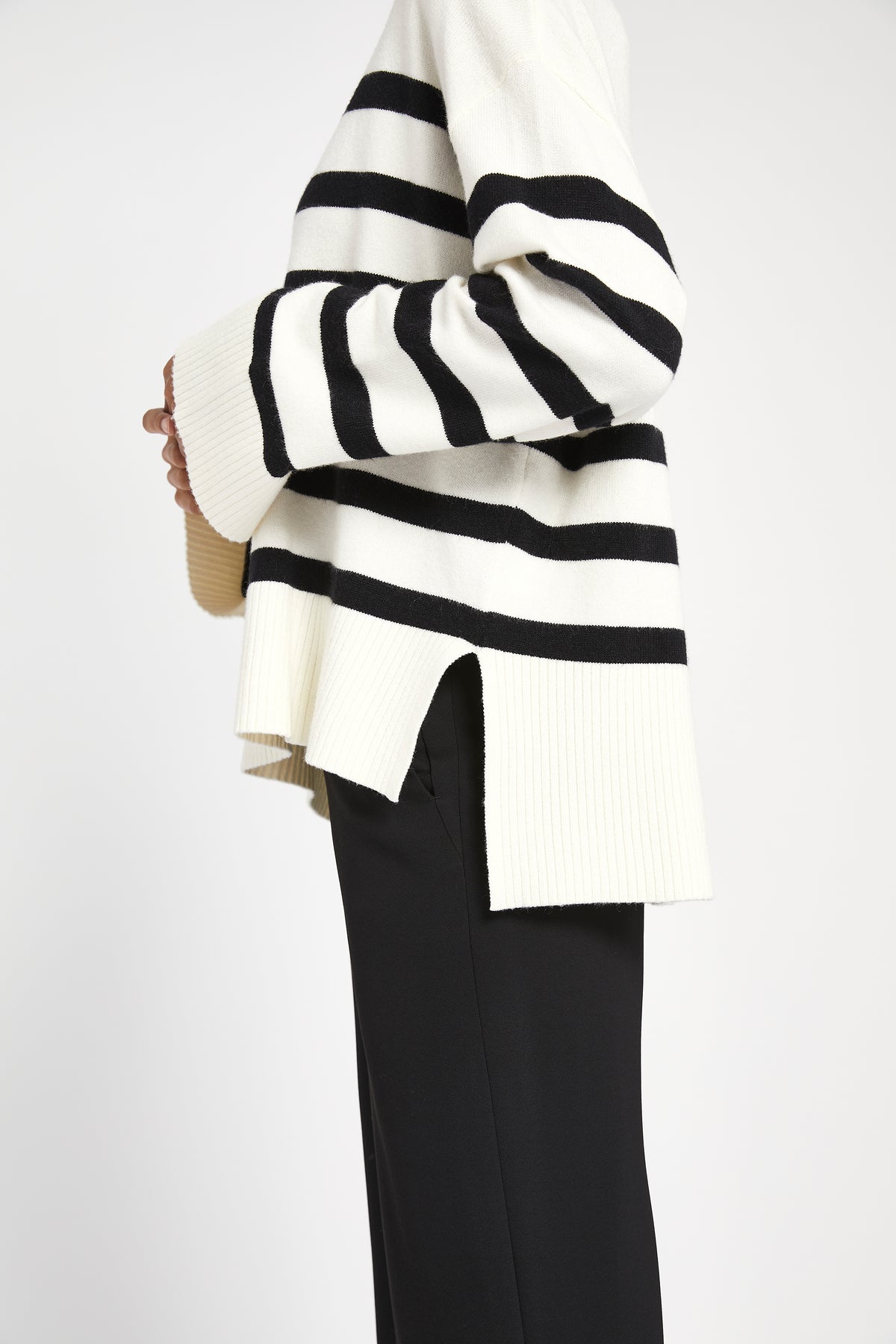 Striped Knit Jumper - Cream/Black
