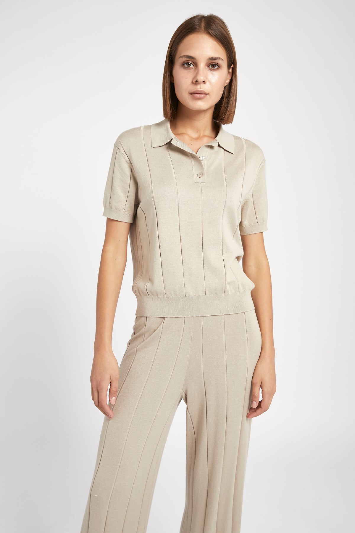 Knit Polo Shirt - Stone